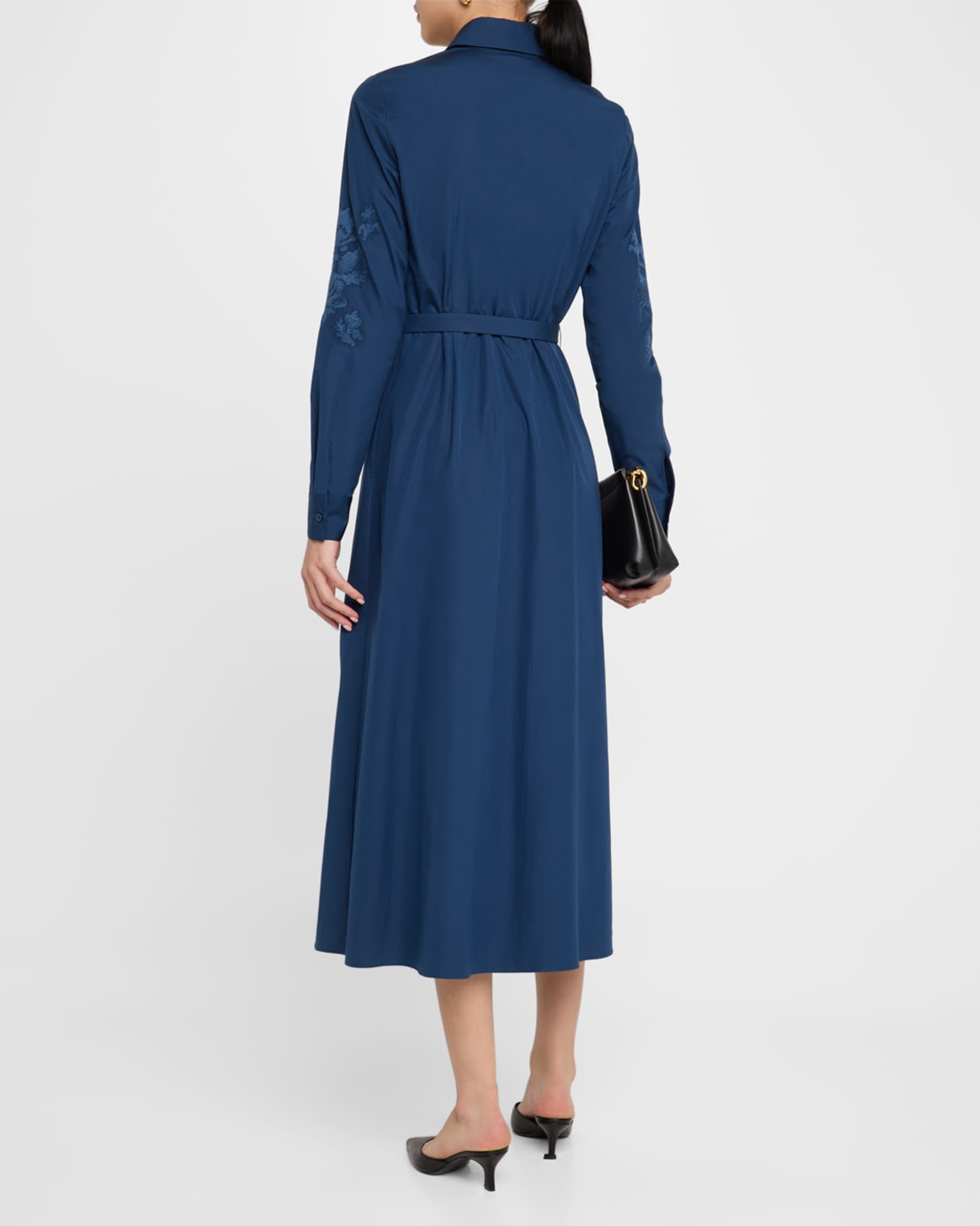Powder Blue Embroidered - Cotton Midi Aurora Shirt Dress main image 0