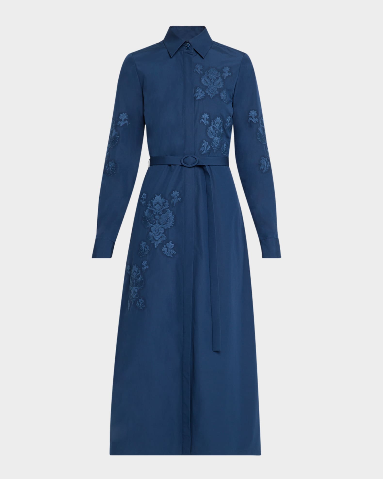 Lafayette 148 New York Embroidered Cotton Midi Shirtdress Neiman Marcus