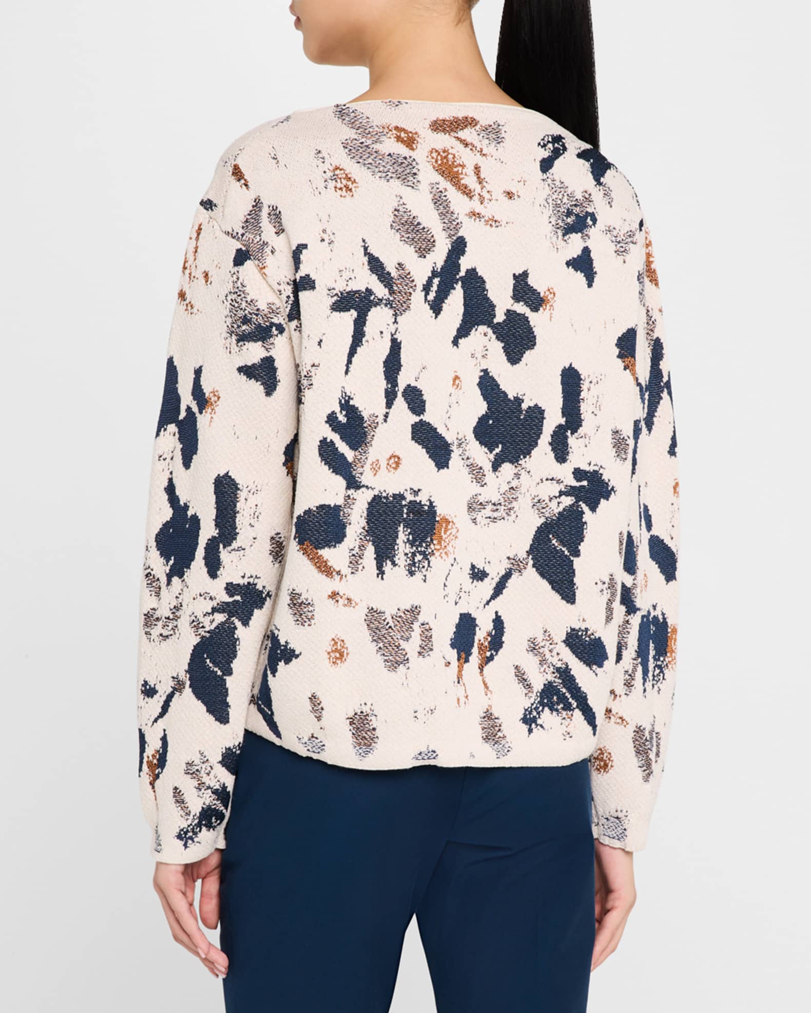 Lafayette 148 New York Paint Splatter Jacquard Knit Sweater