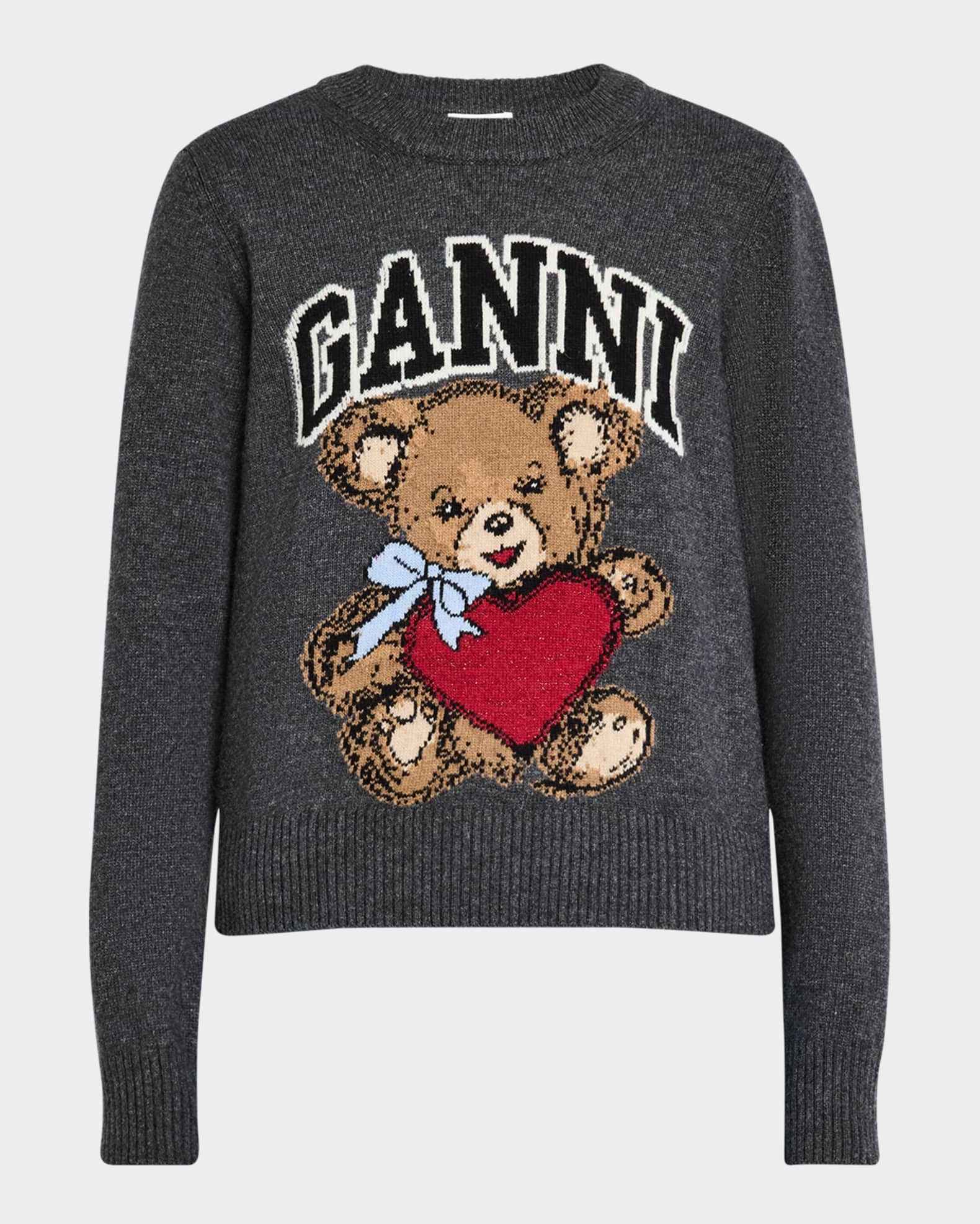 Wool Graphic Bear Crewneck Sweater 0