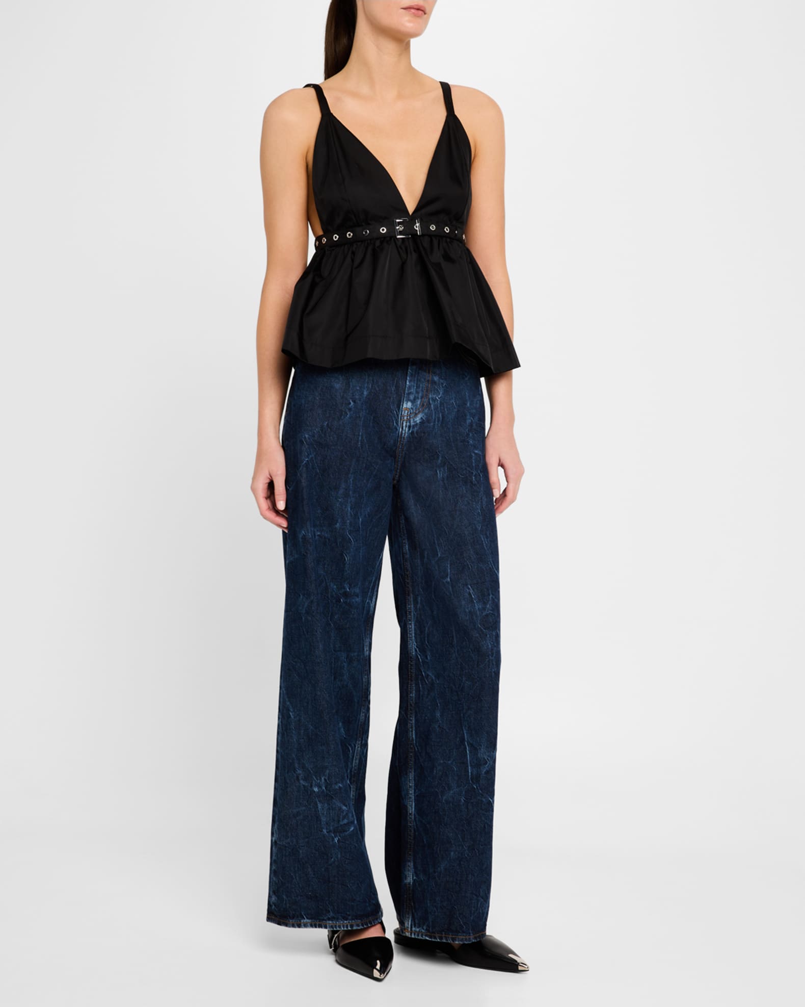 Sleeveless Plunge Peplum Top 1