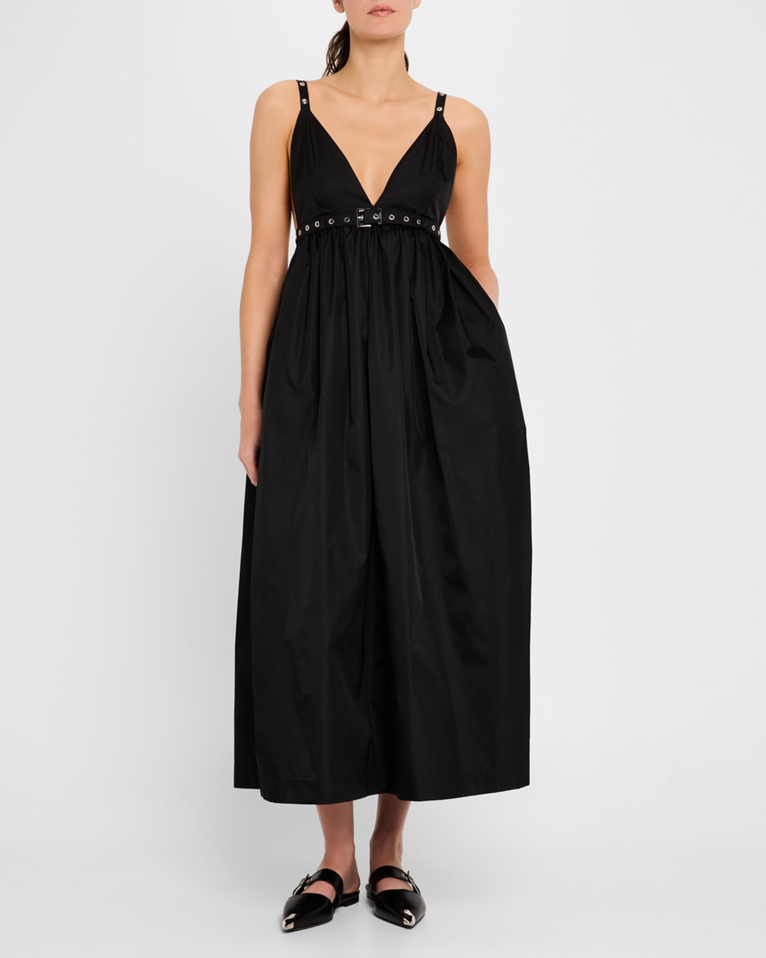 Sleeveless Plunge Empire Midi Dress 1