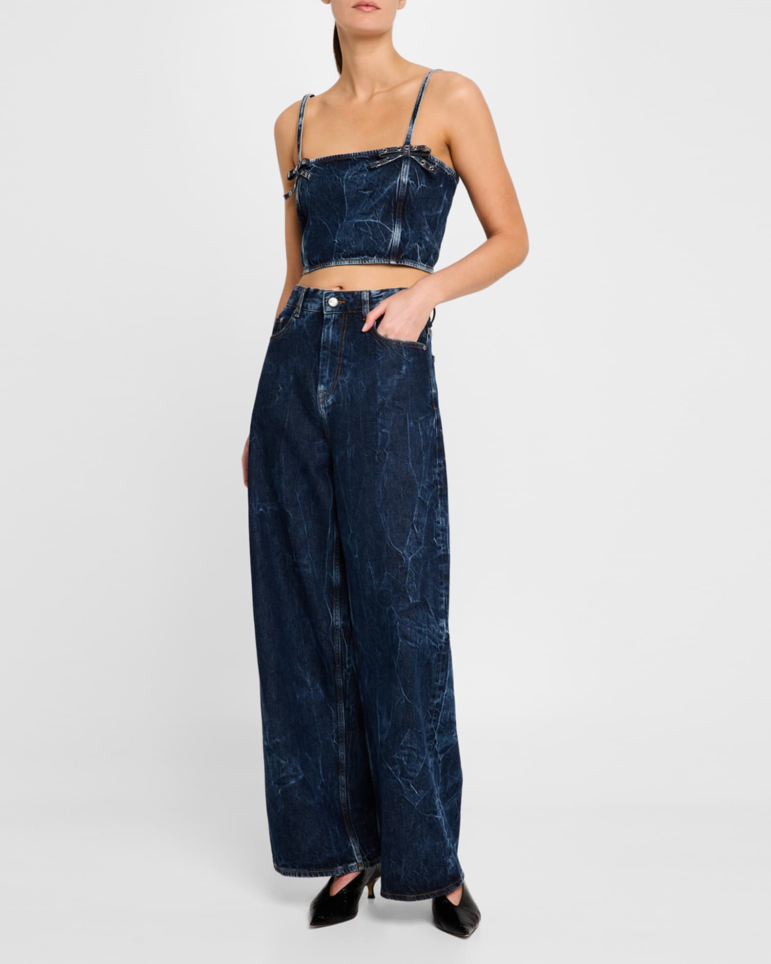 Crinkled Denim Jeans 1