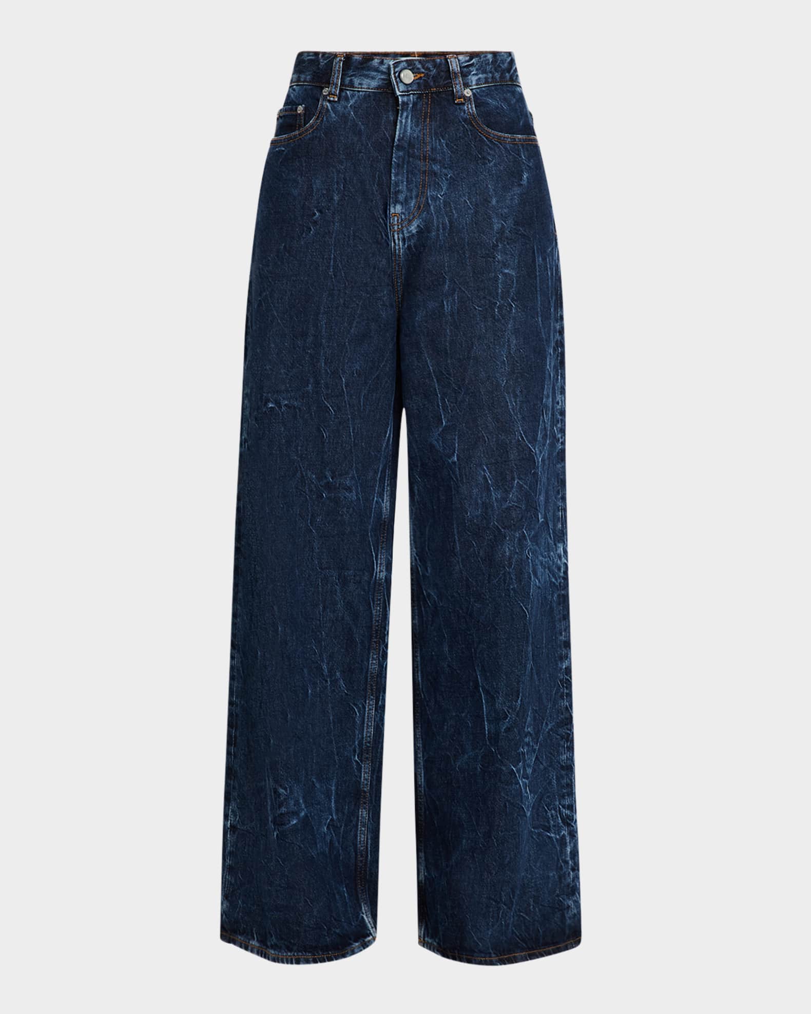 Crinkled Denim Jeans 0