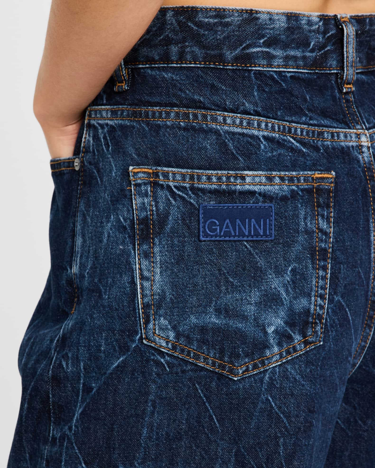 【関税＆送料込み】Ganni Midnight Blue Checked Patch Jeans Ganni Midnight Checked Patch Jeans in Blue | Lyst