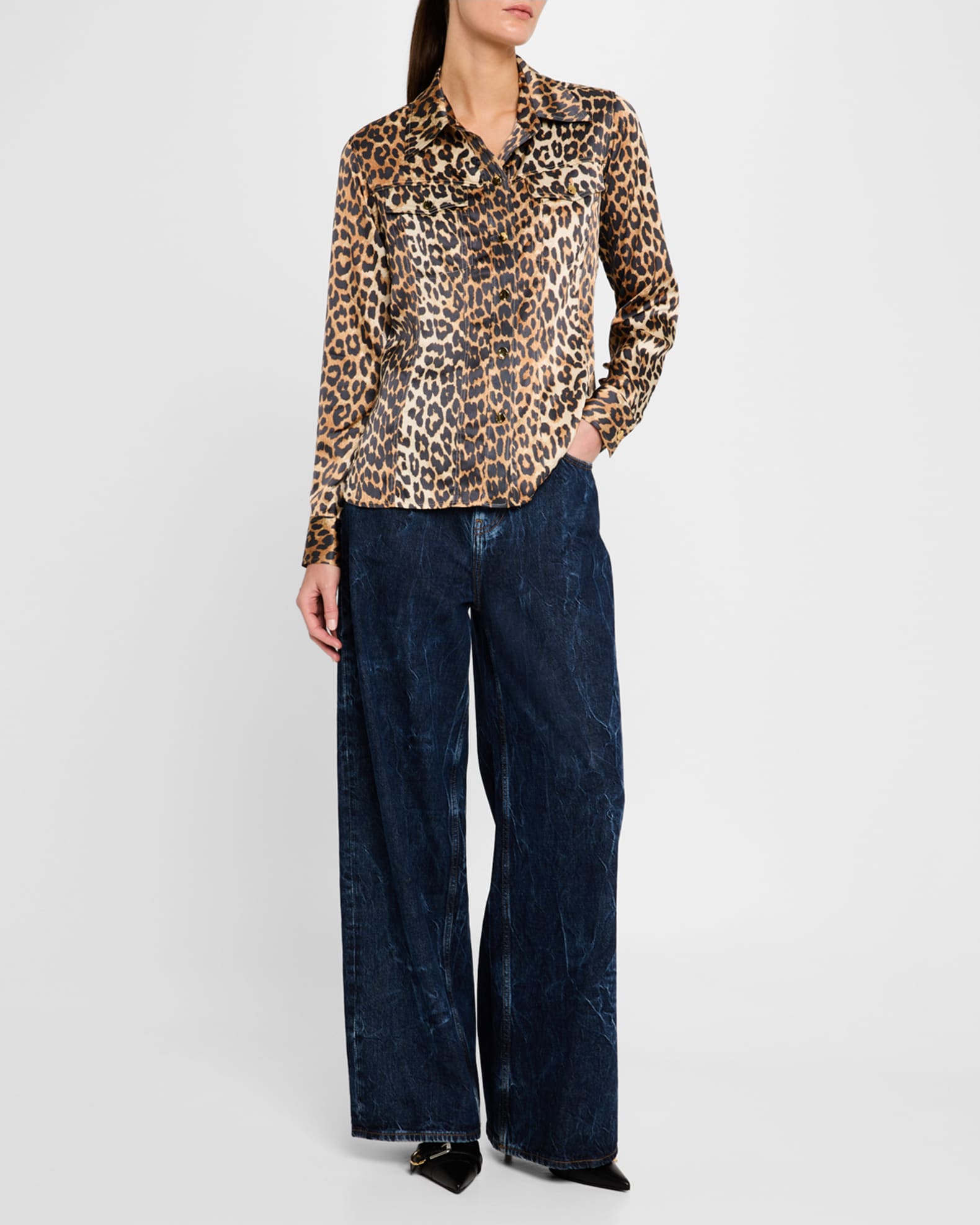 Leopard Satin Shirt 1