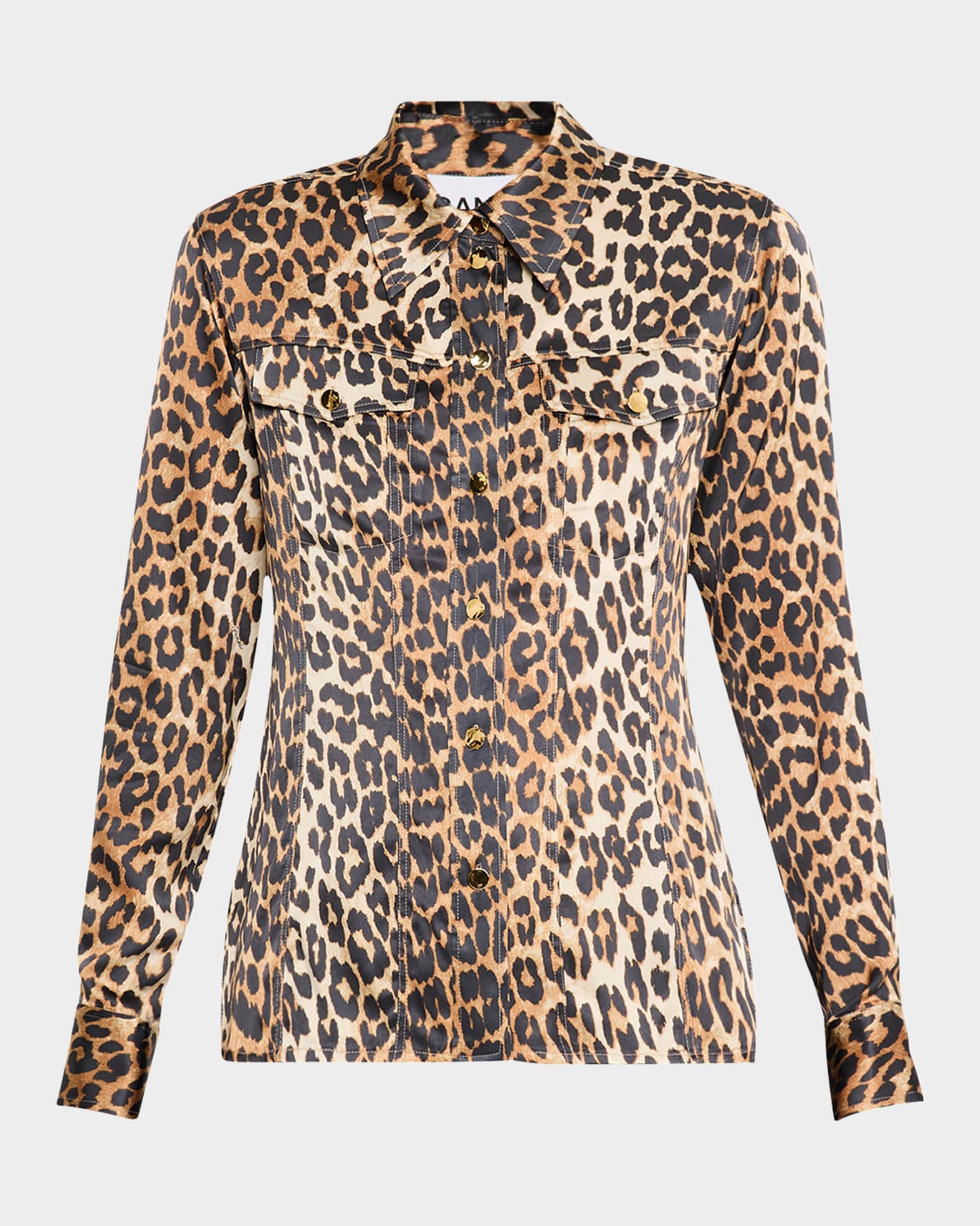 Leopard Satin Shirt 0