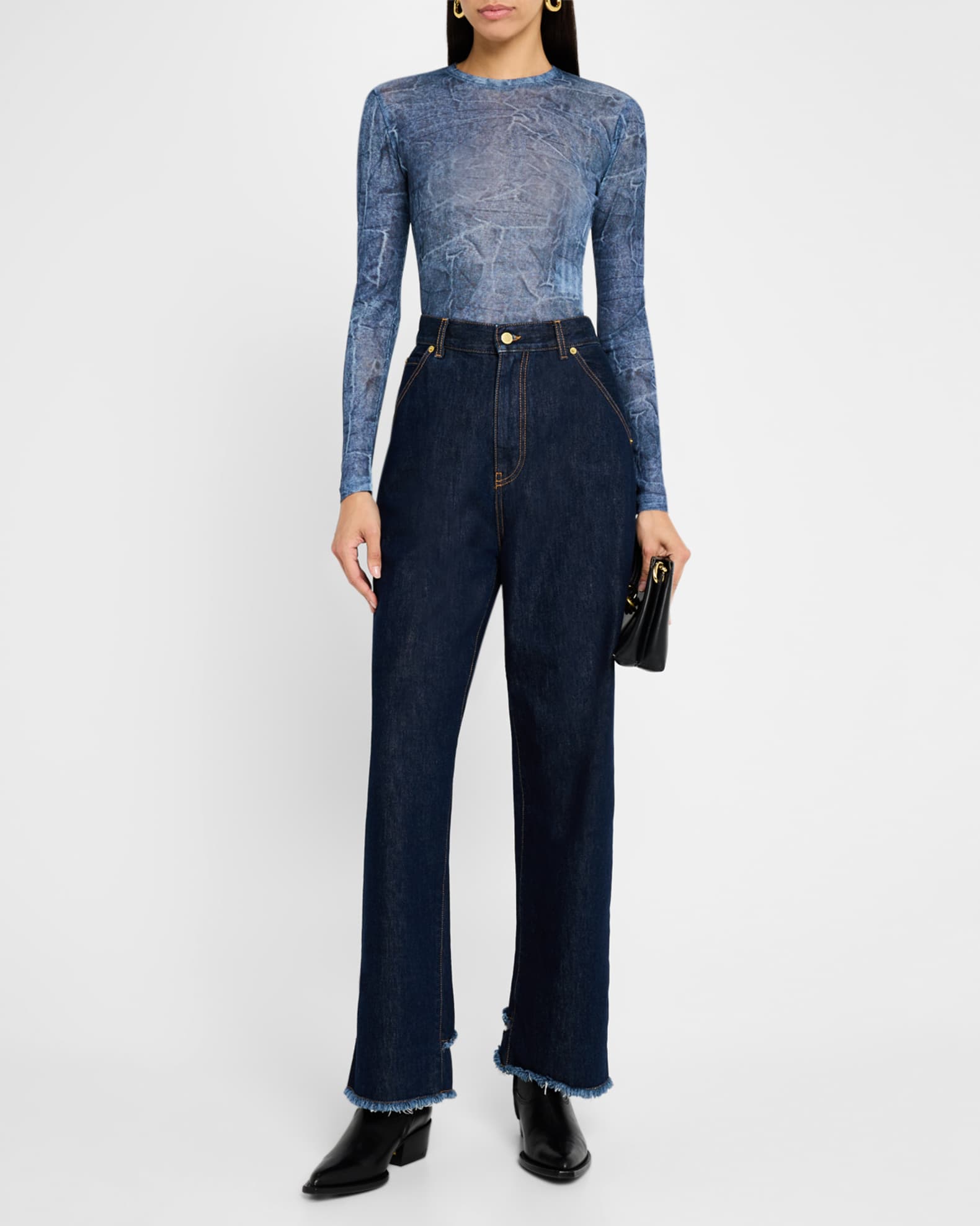Marl Mesh Long-Sleeve Top 1