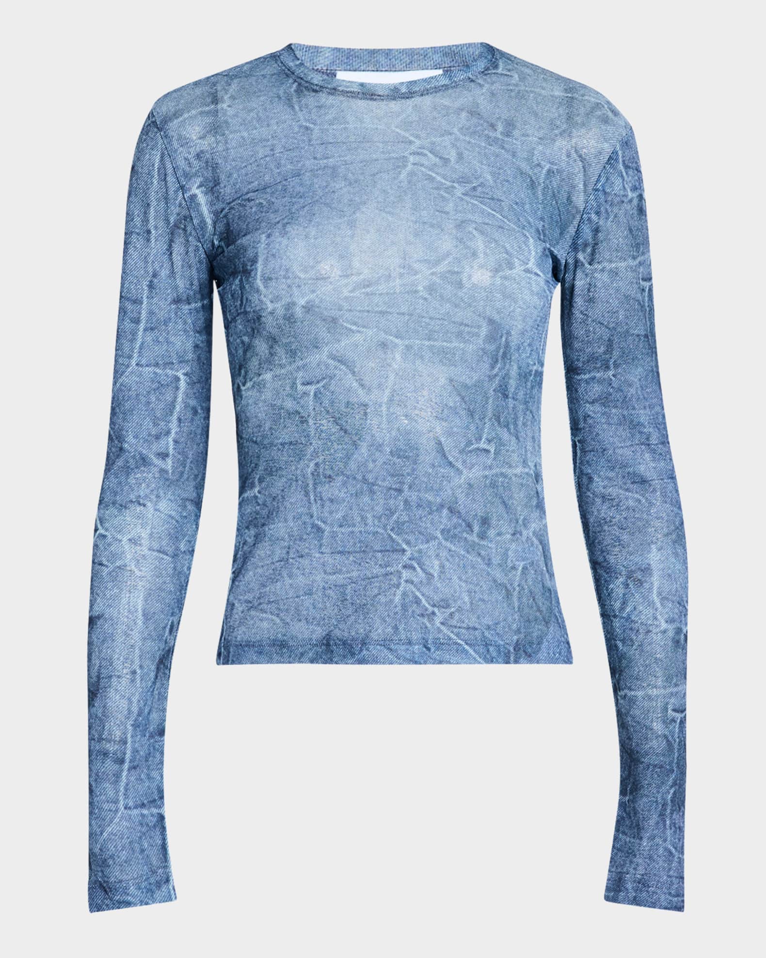 Marl Mesh Long-Sleeve Top 0