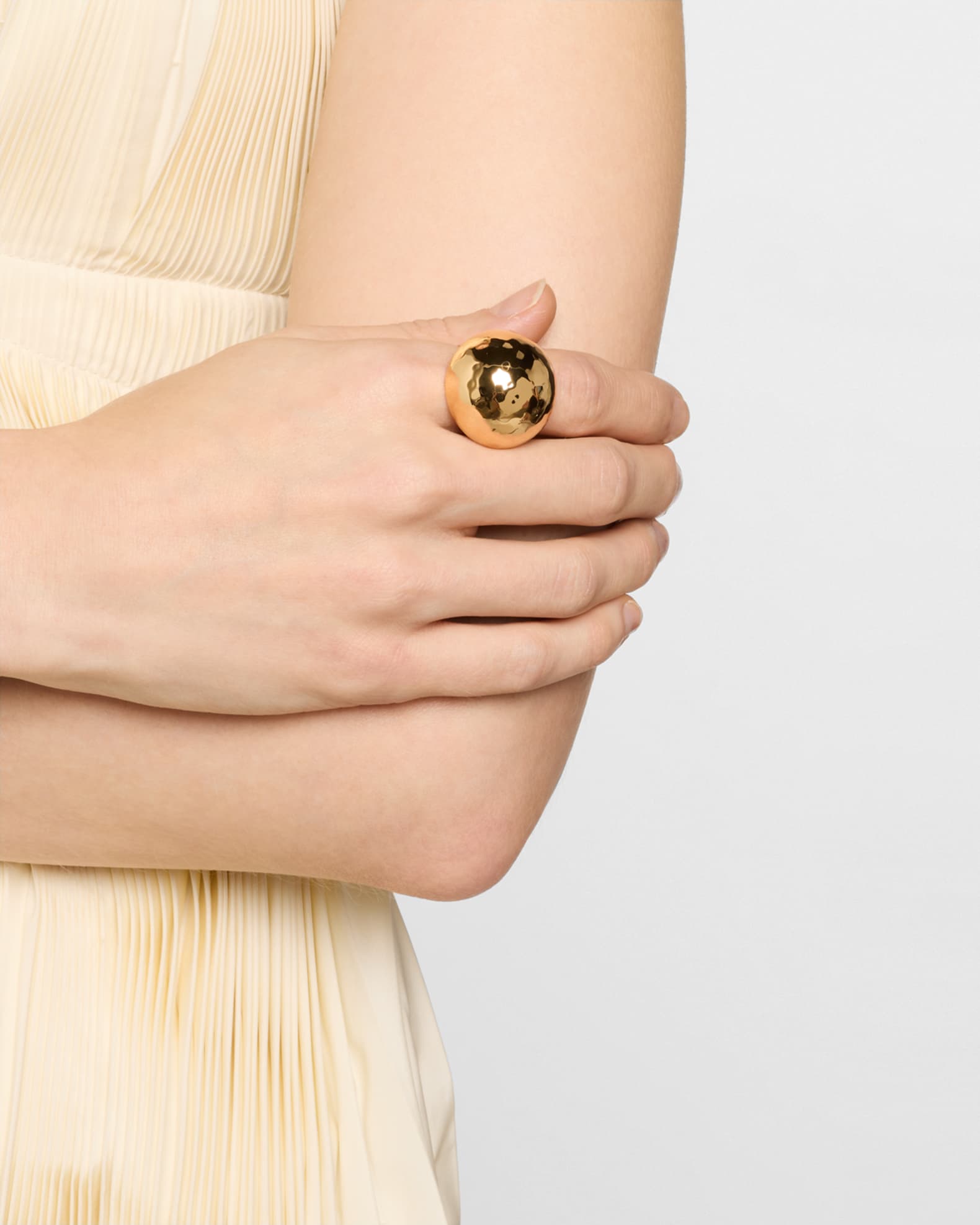 Hammered Gold Dome Adjustable Ring 1