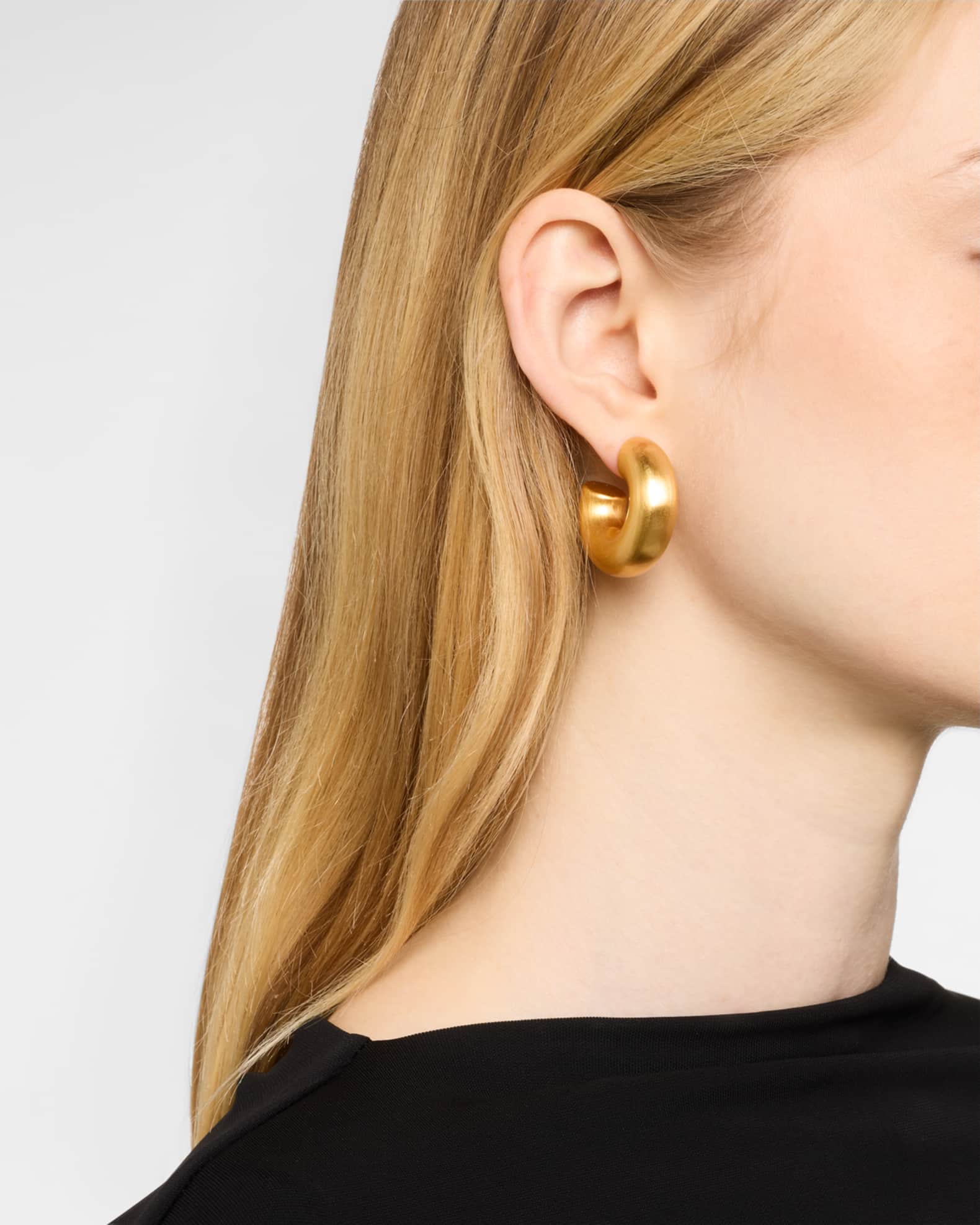 Brushed Gold Chunky Hoop Earrings 1