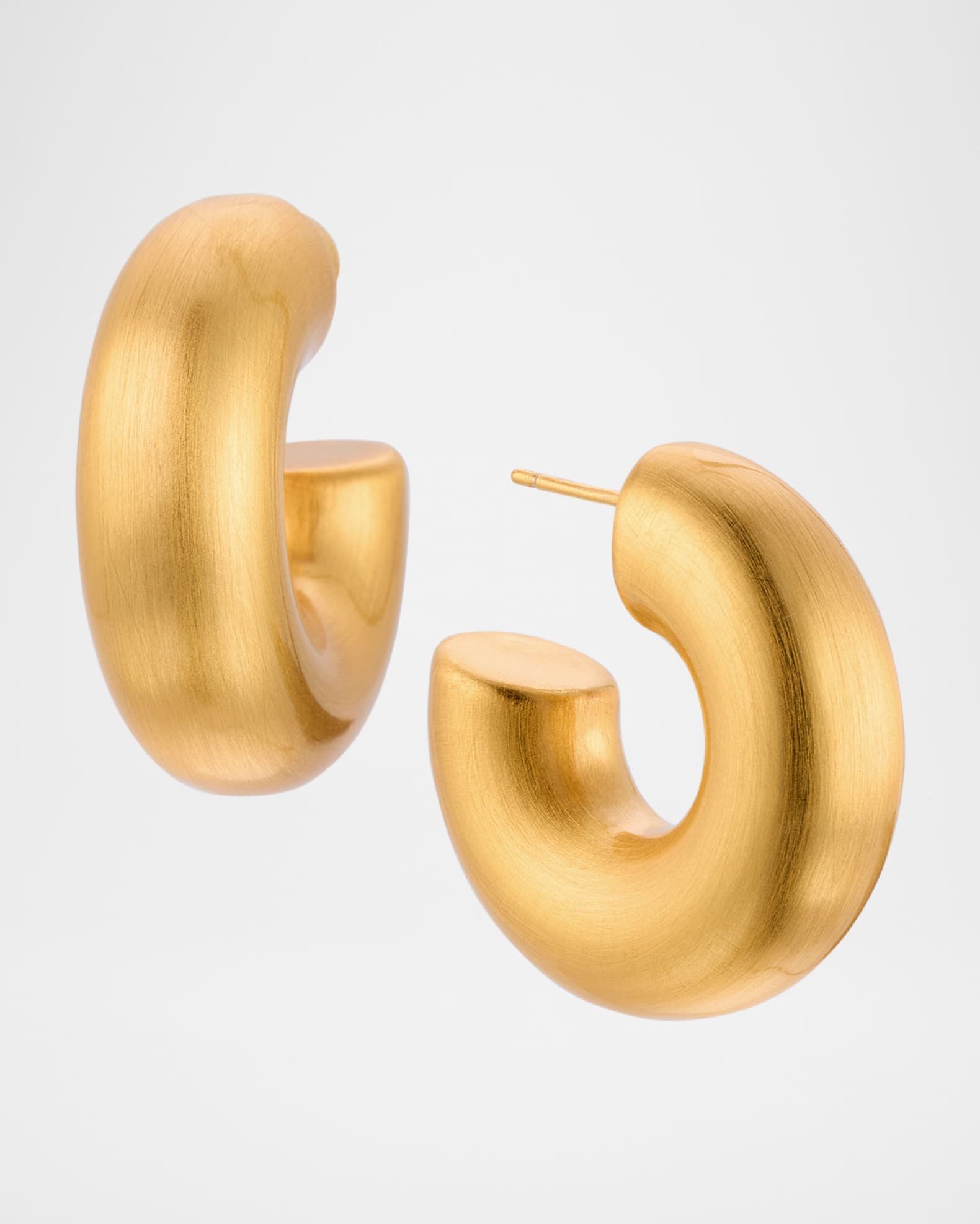 Brushed Gold Chunky Hoop Earrings 0