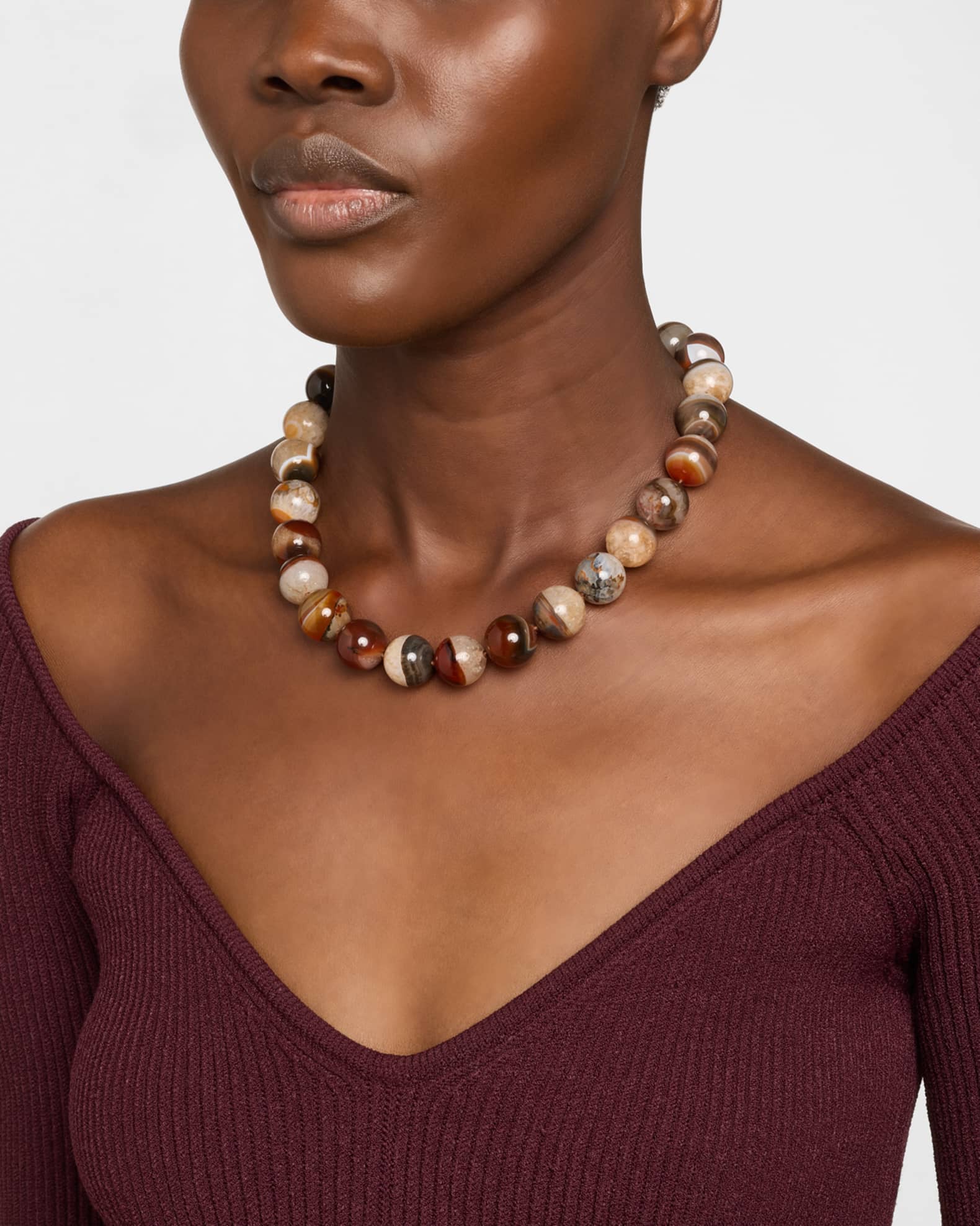 Druzy Agate Brushed Toggle Strand Necklace 1