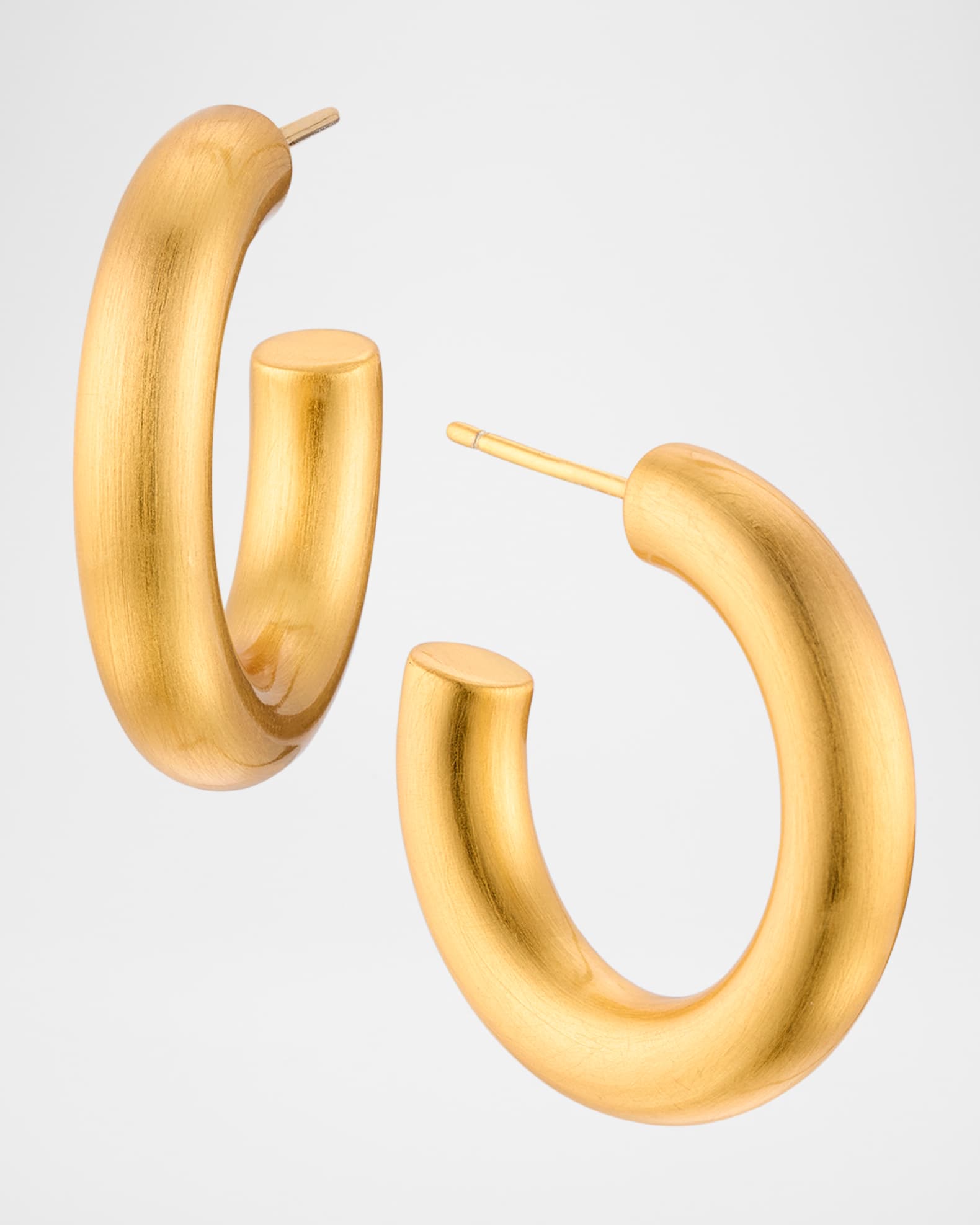 Brushed Gold Huggie Hoop Earrings 0