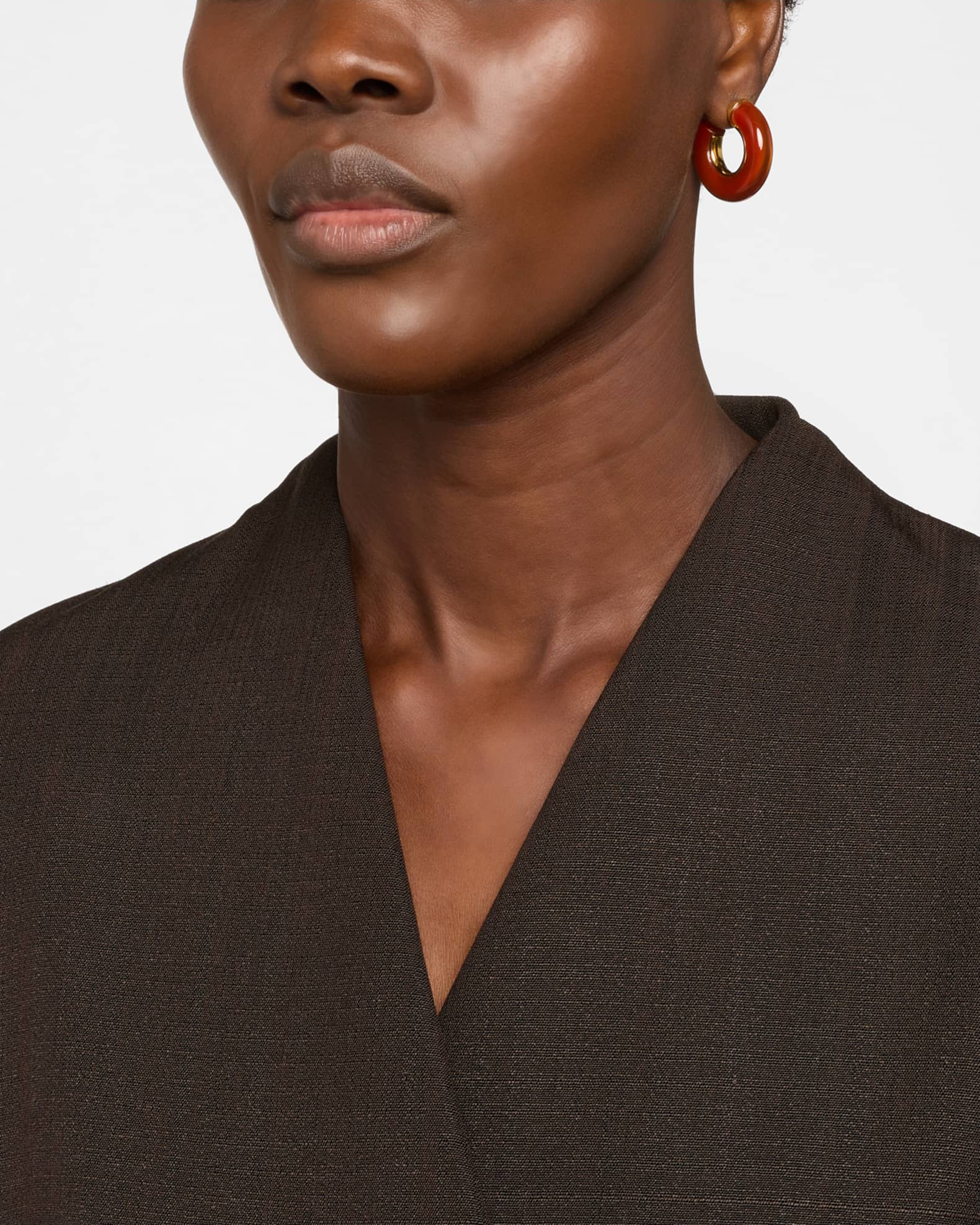 Carnelian Gemstone Chunky Hoop Earrings 1