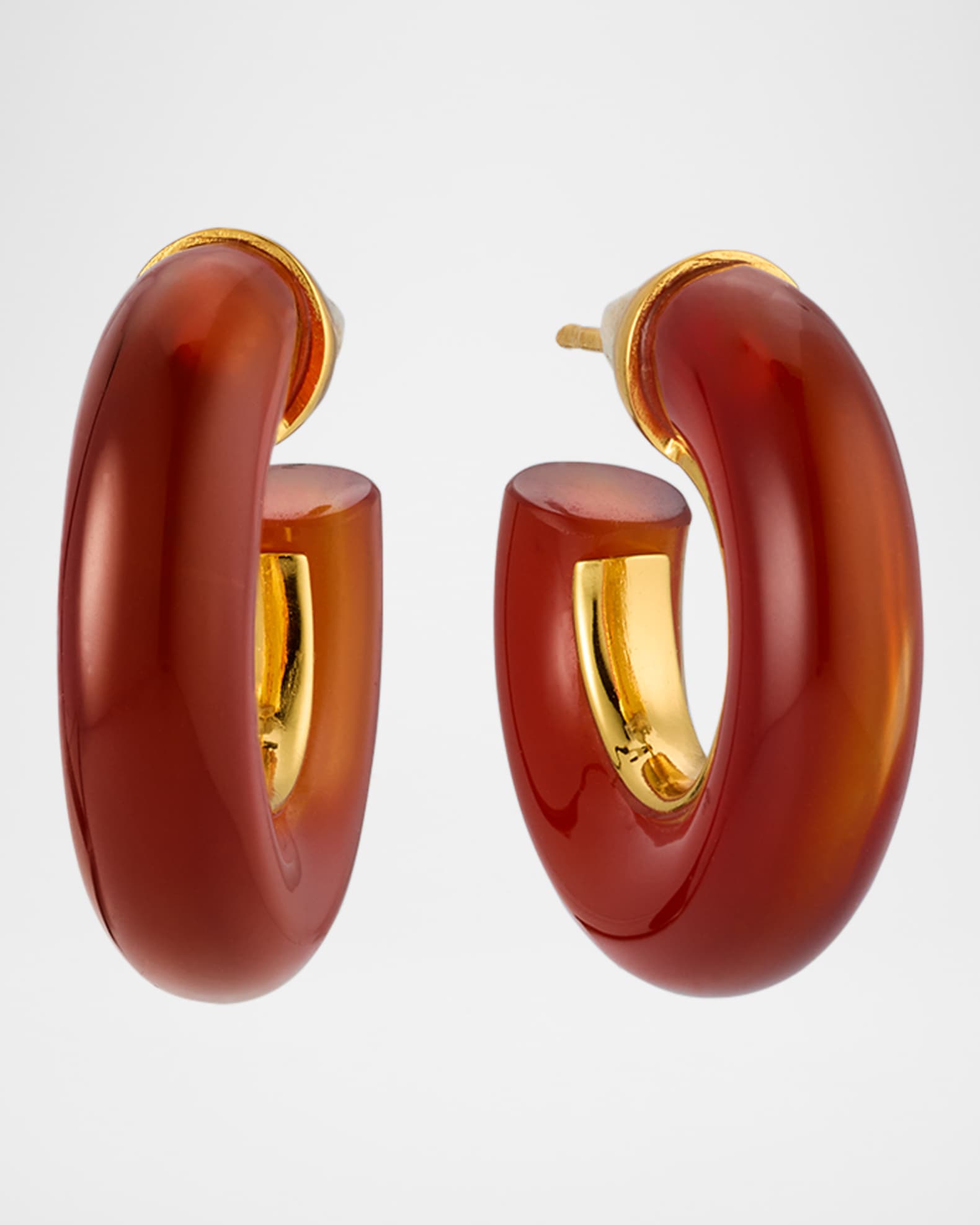 Carnelian Gemstone Chunky Hoop Earrings 0