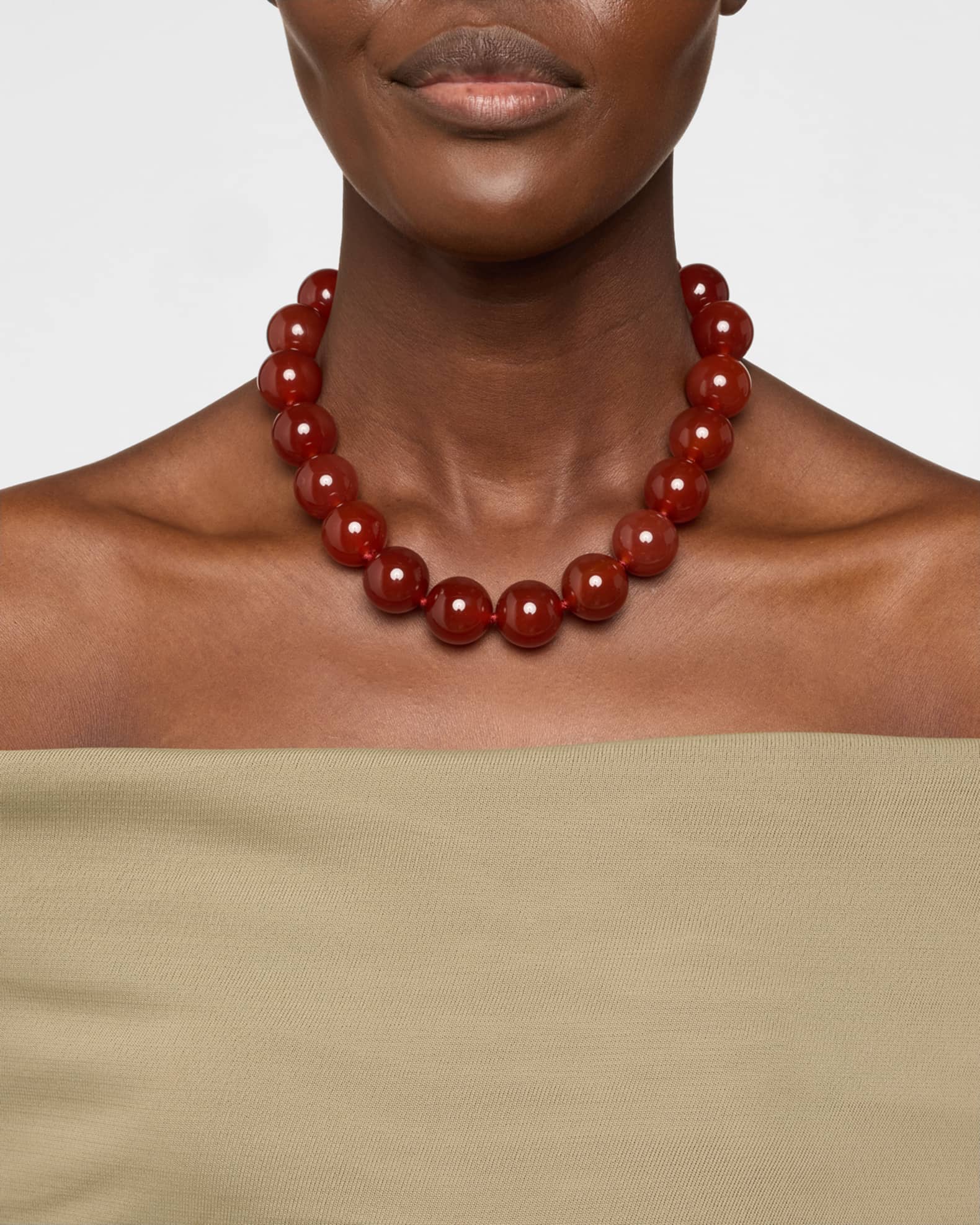  Carnelian Gemstone Statement Strand Necklace 1