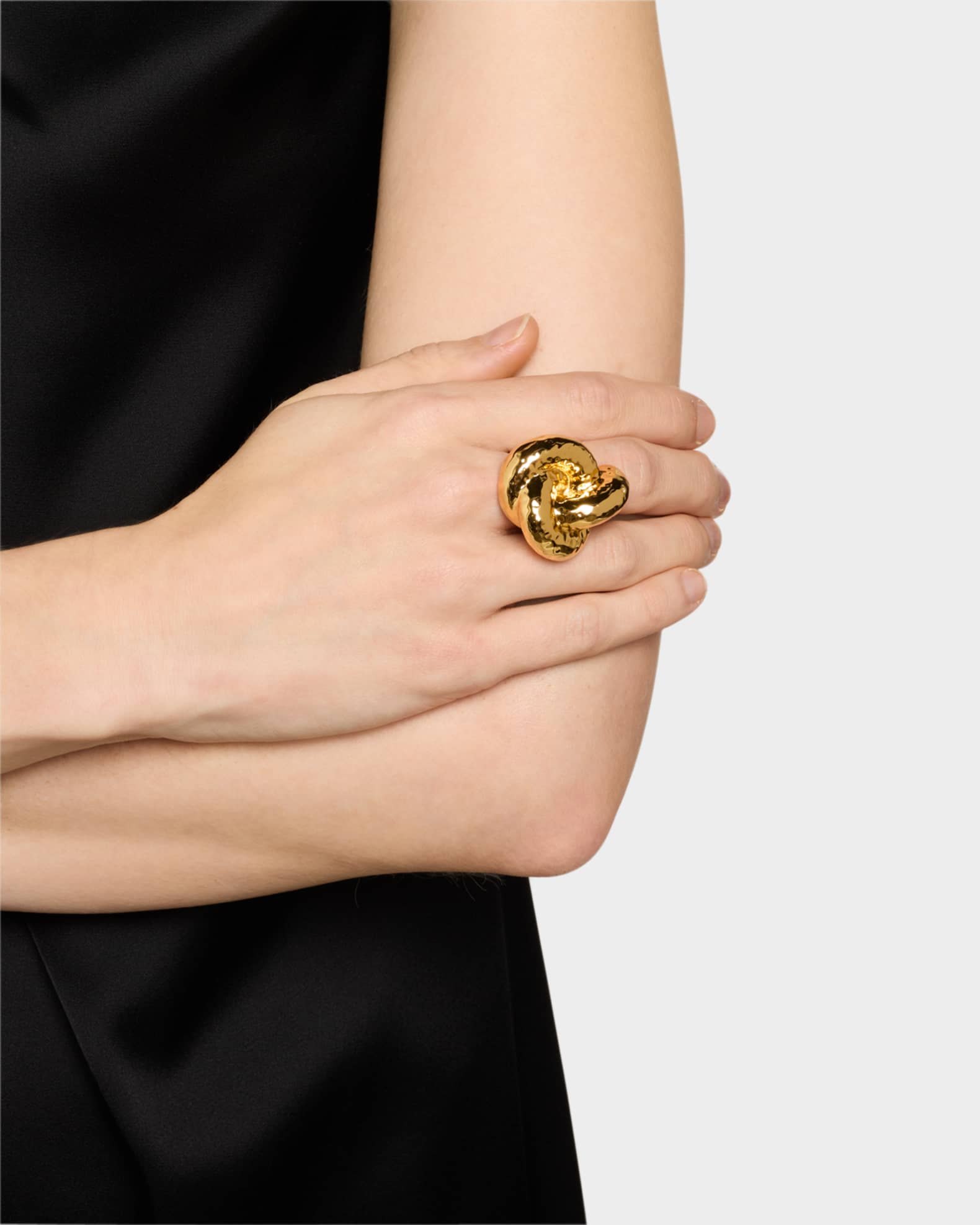 Hammered Gold Knot Adjustable Ring 1