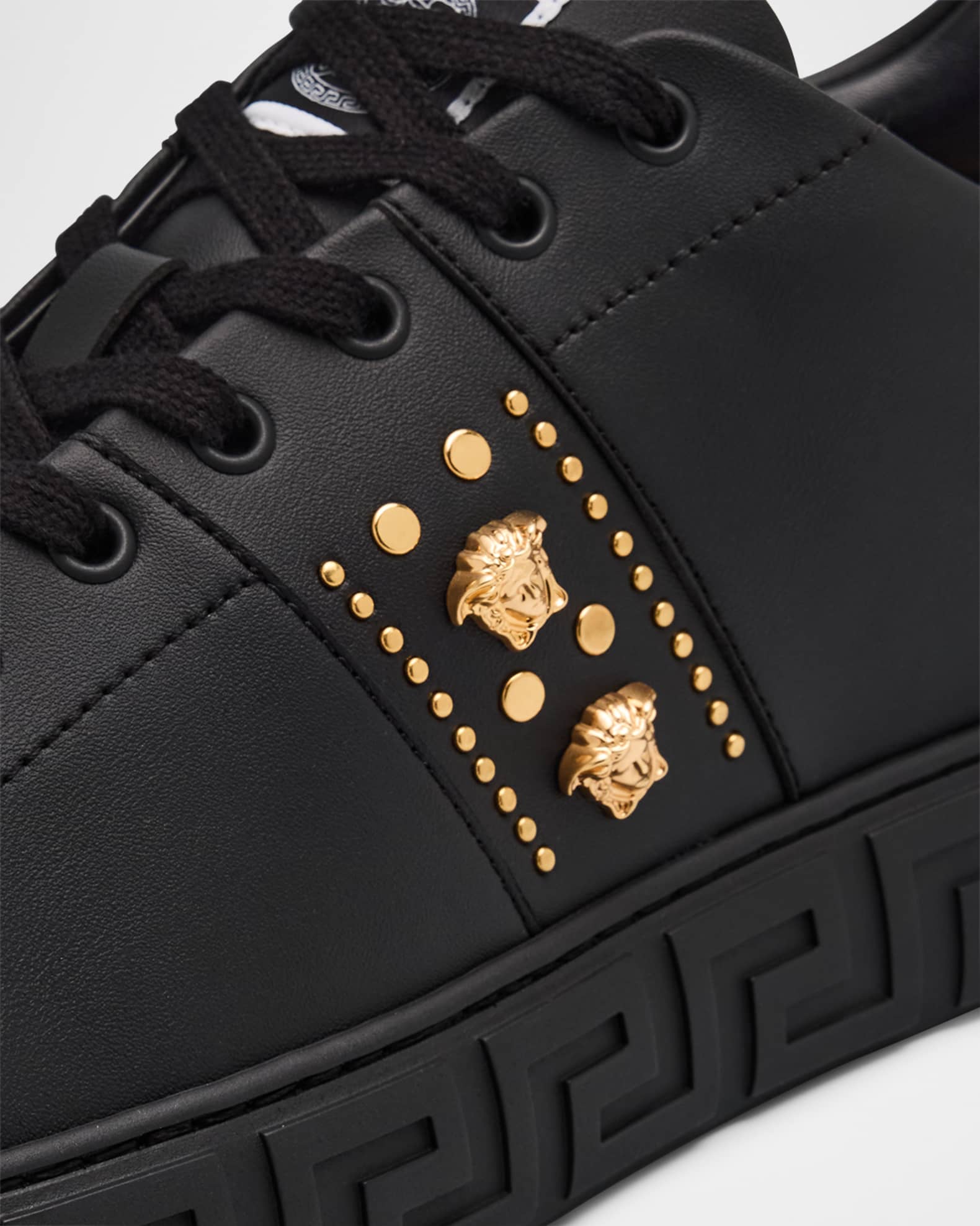 Versace Men's La Greca Leather Low-Top Sneakers | Neiman Marcus
