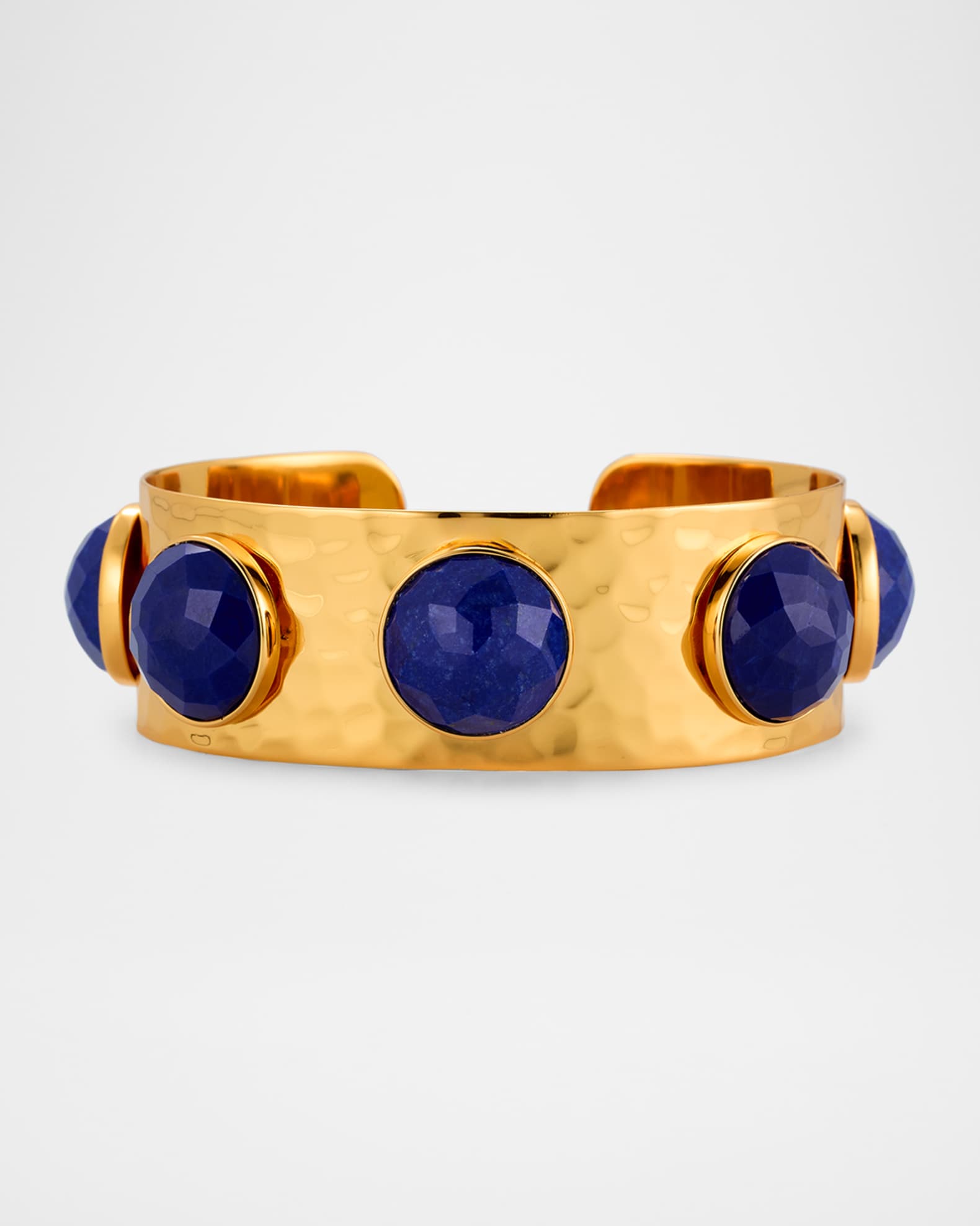 Lapis Hammered Gold Cuff 0