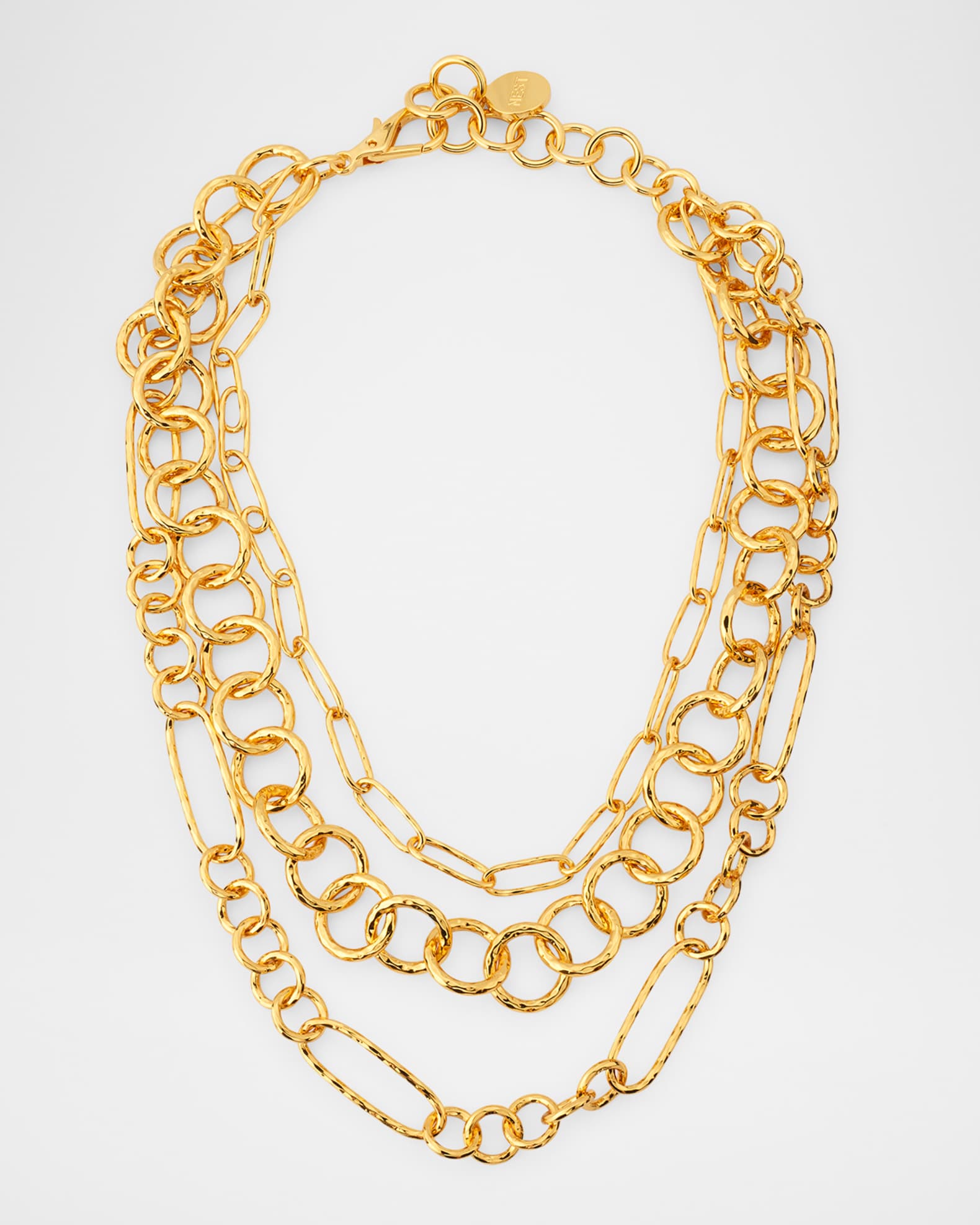 Hammered Gold Multi-Chain Necklace 0