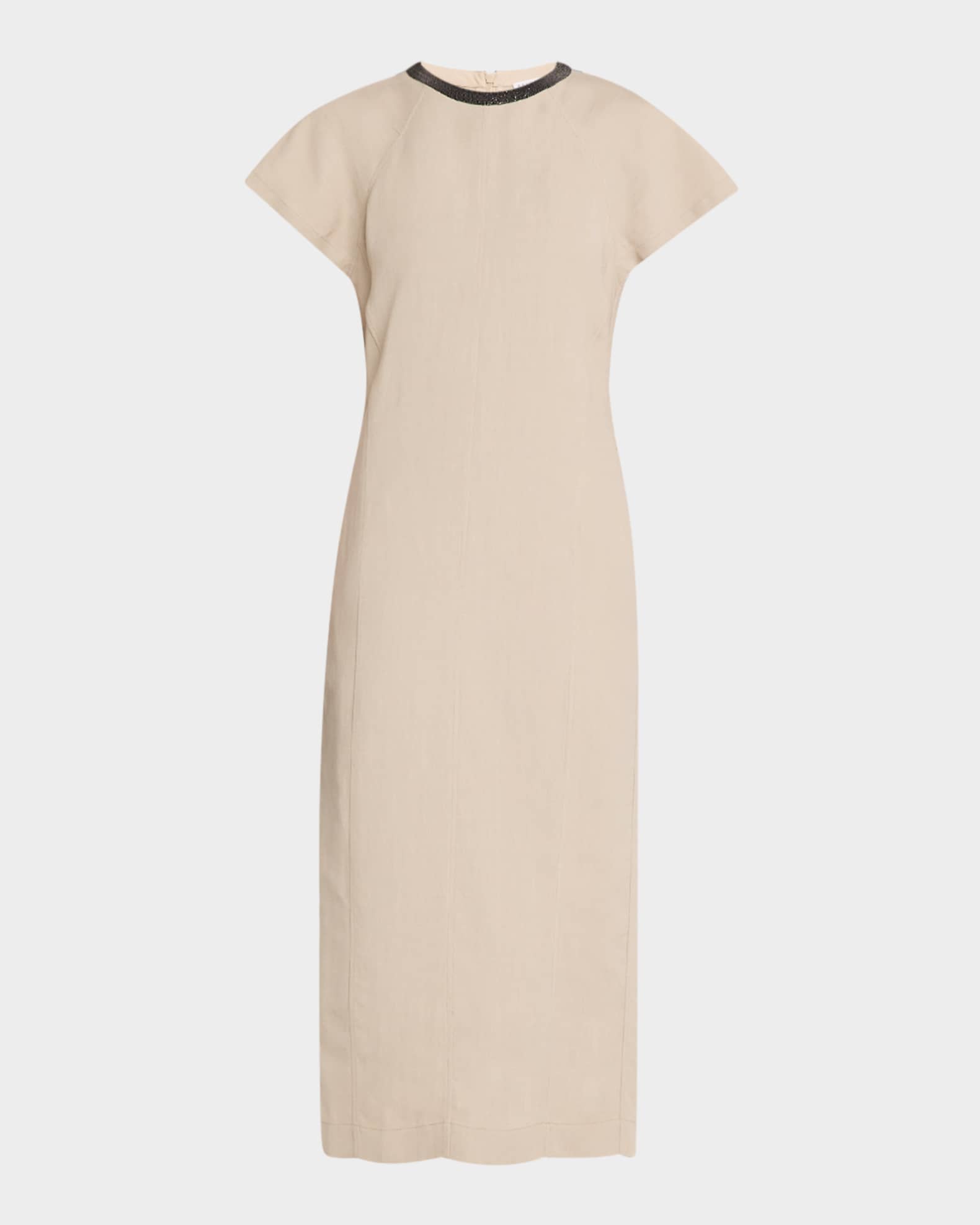 【関税込み】BRUNELLO CUCINELLI Linen dress BRUNELLO CUCINELLI Embellished linen and silk-blend midi