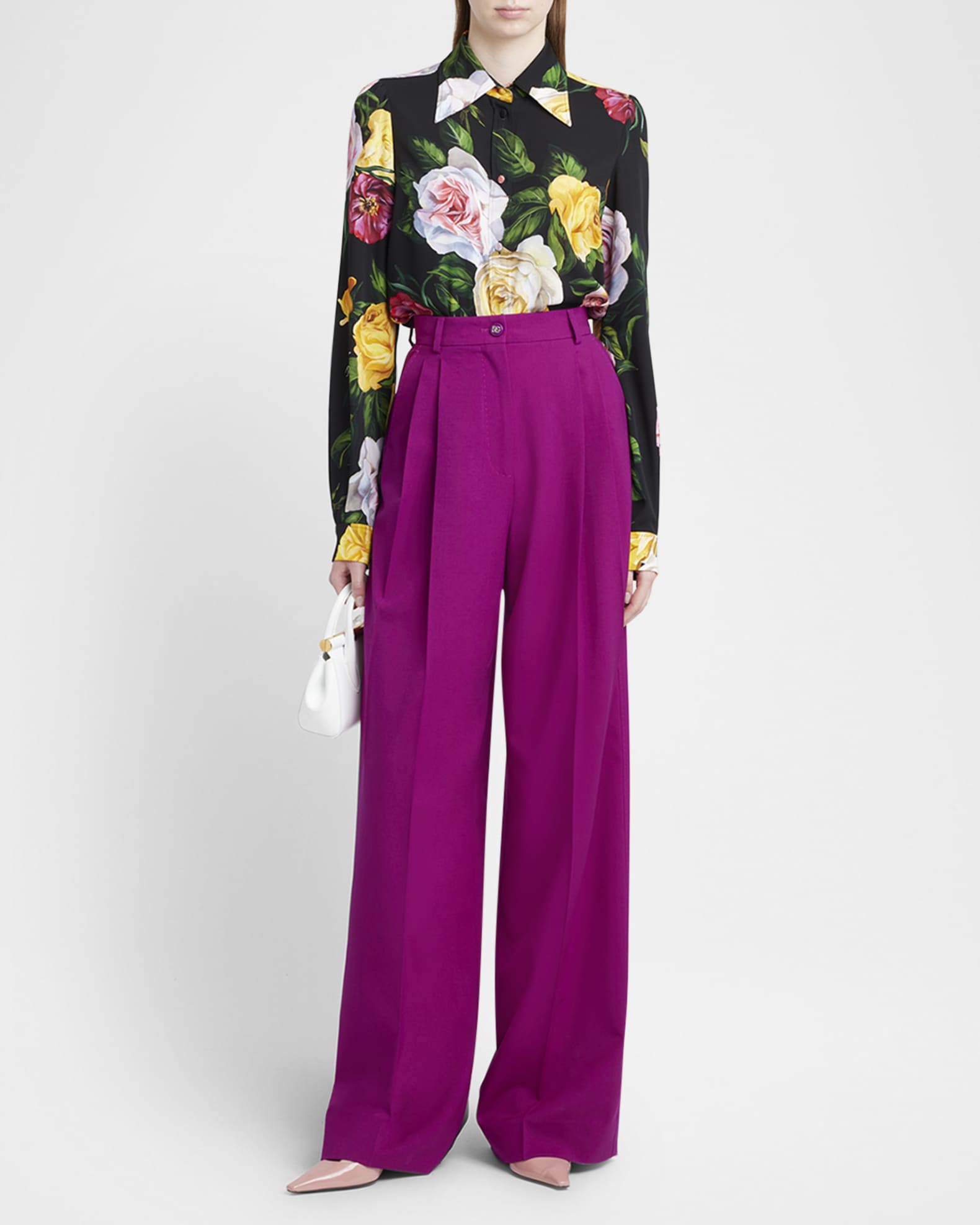 Double-Pleated Straight-Leg Wool Pants 1