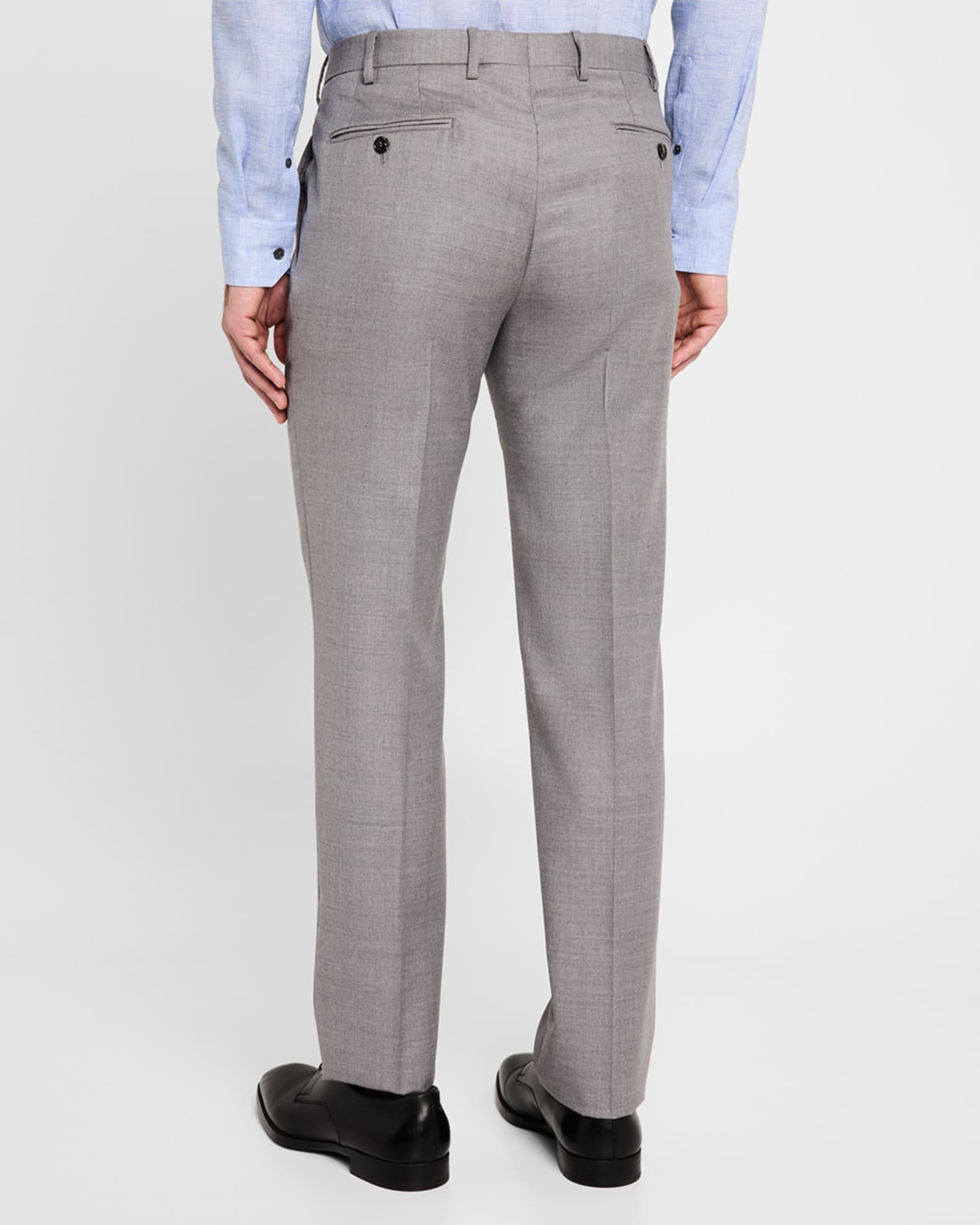 Giorgio Armani Men's Wool Flat-Front Trousers | Neiman Marcus