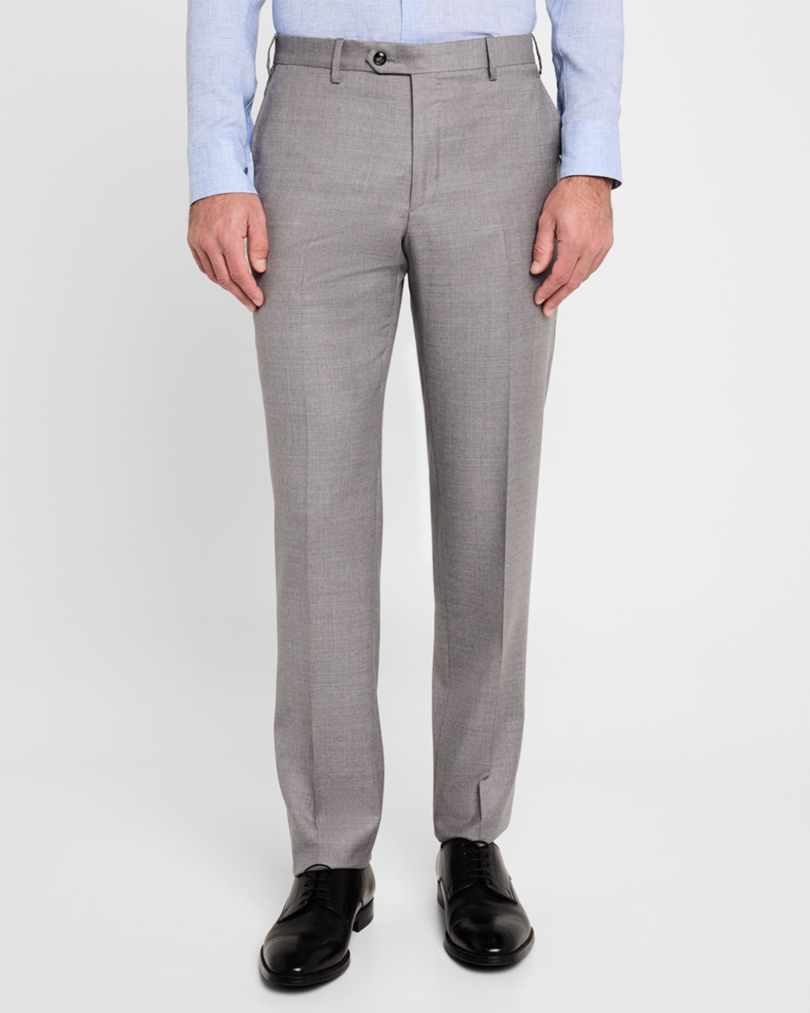 Giorgio Armani Men's Wool Flat-Front Trousers | Neiman Marcus