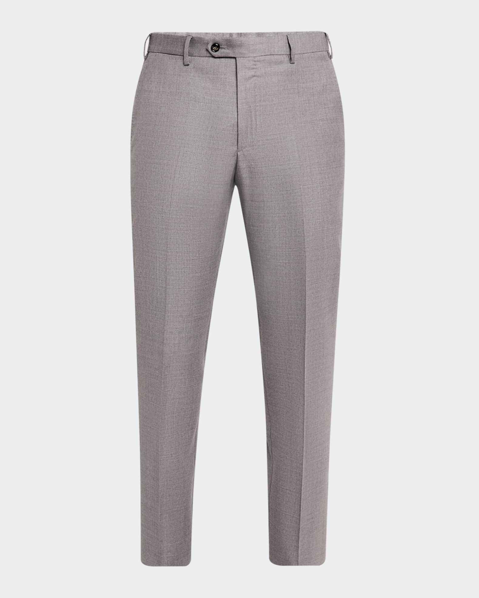 Giorgio Armani Men's Wool Flat-Front Trousers | Neiman Marcus