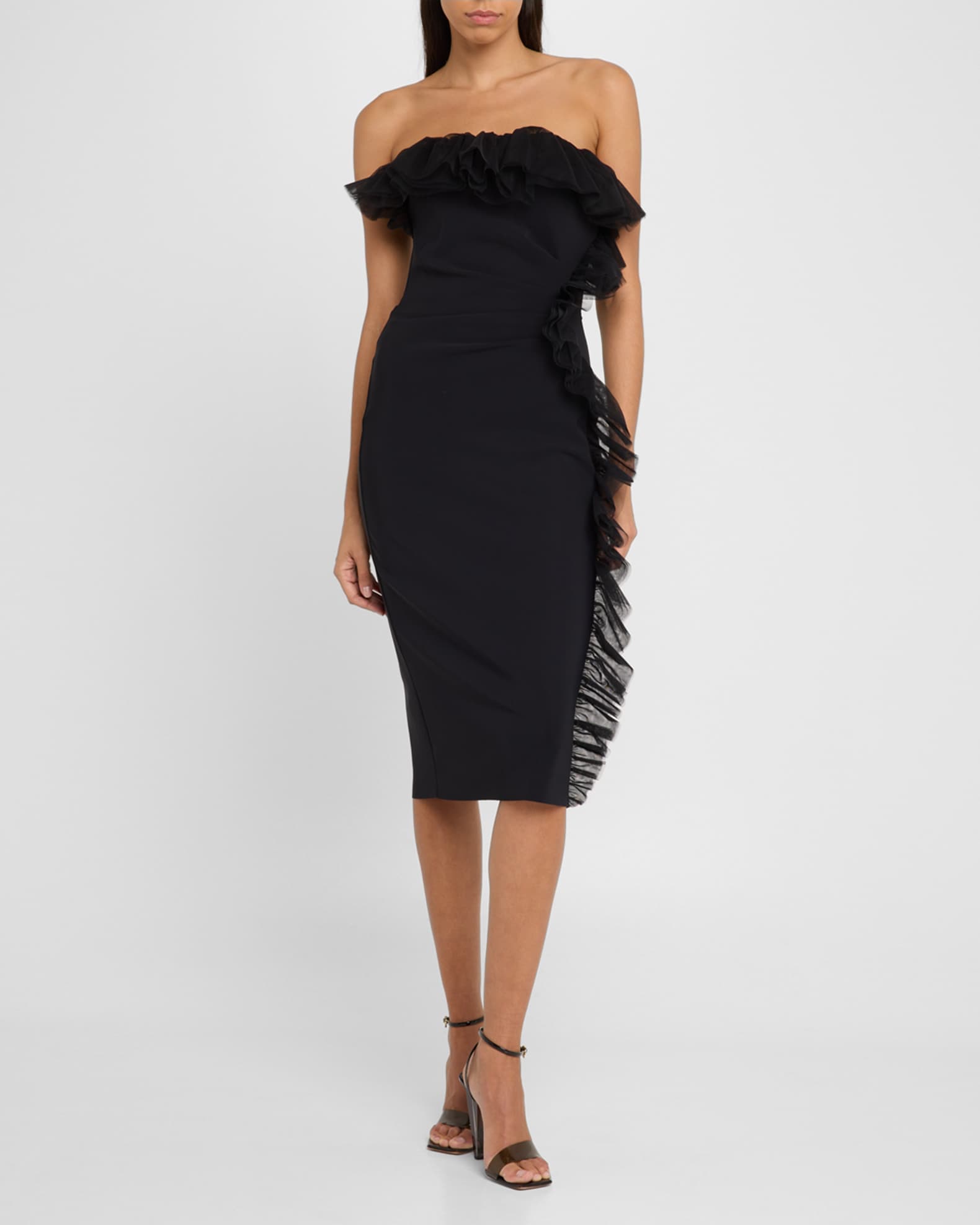 Strapless Ruffle-Trim Bodycon Dress 1