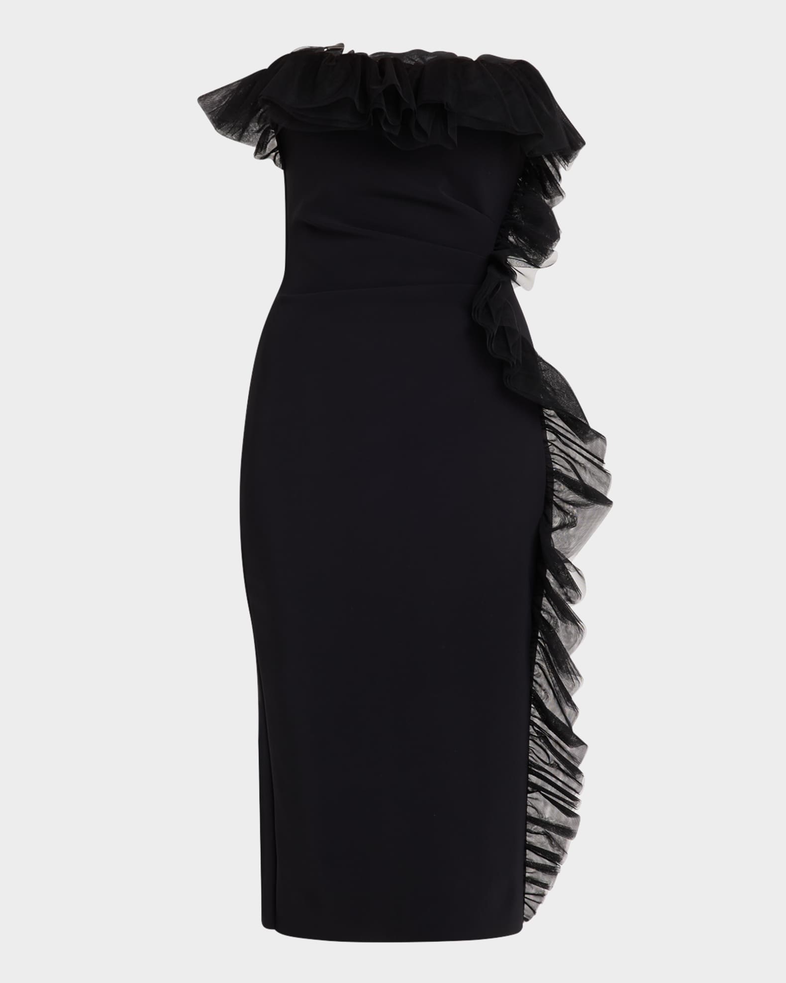 Strapless Ruffle-Trim Bodycon Dress 0