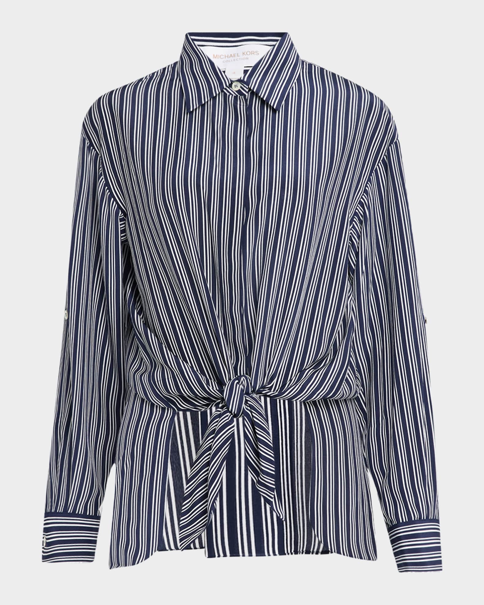 Michael Kors Collection Tie-Front Capri Striped Cree De