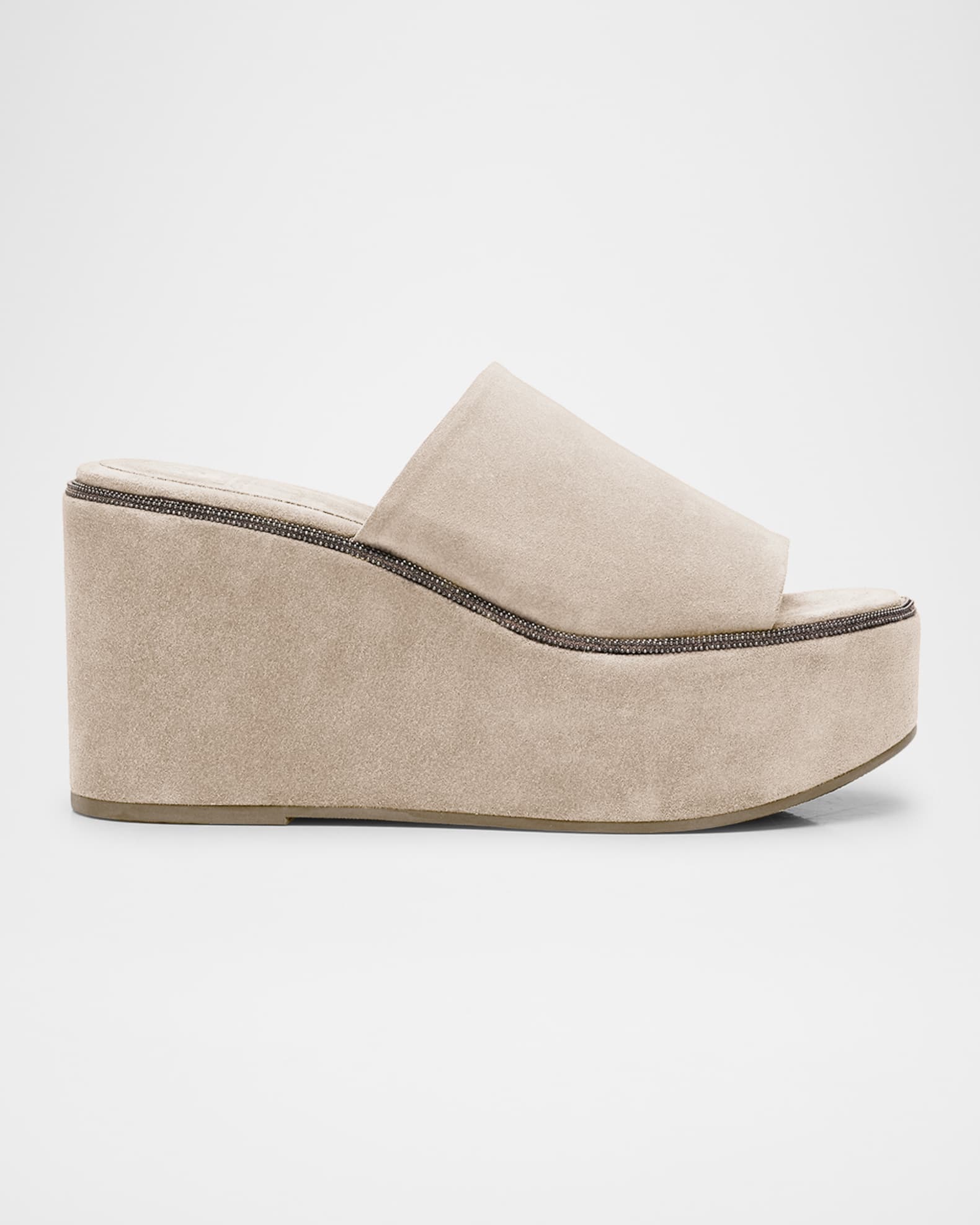 Suede Platform Slide Sandals 0