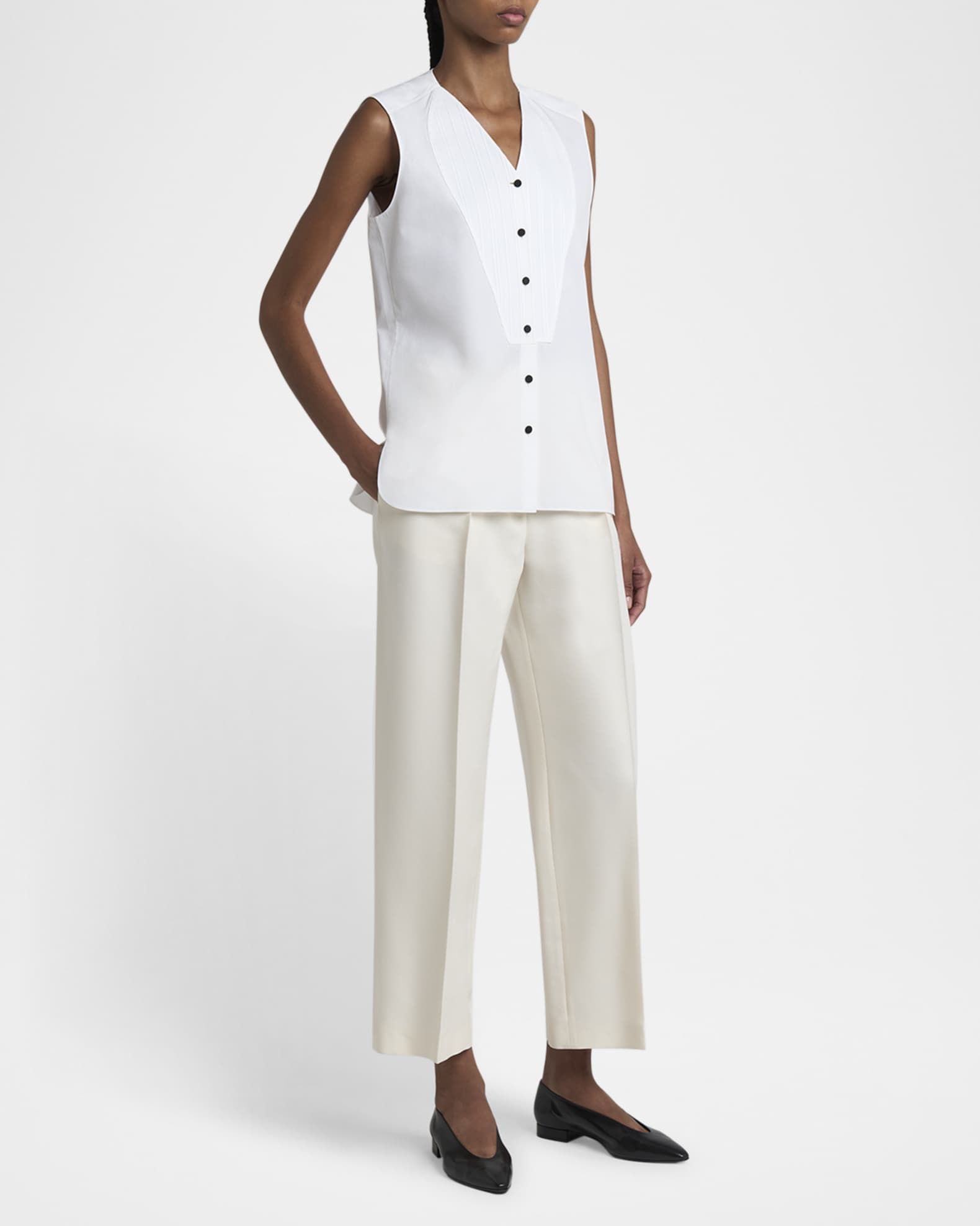 Caylee Sleeveless Poplin Tux Top 1