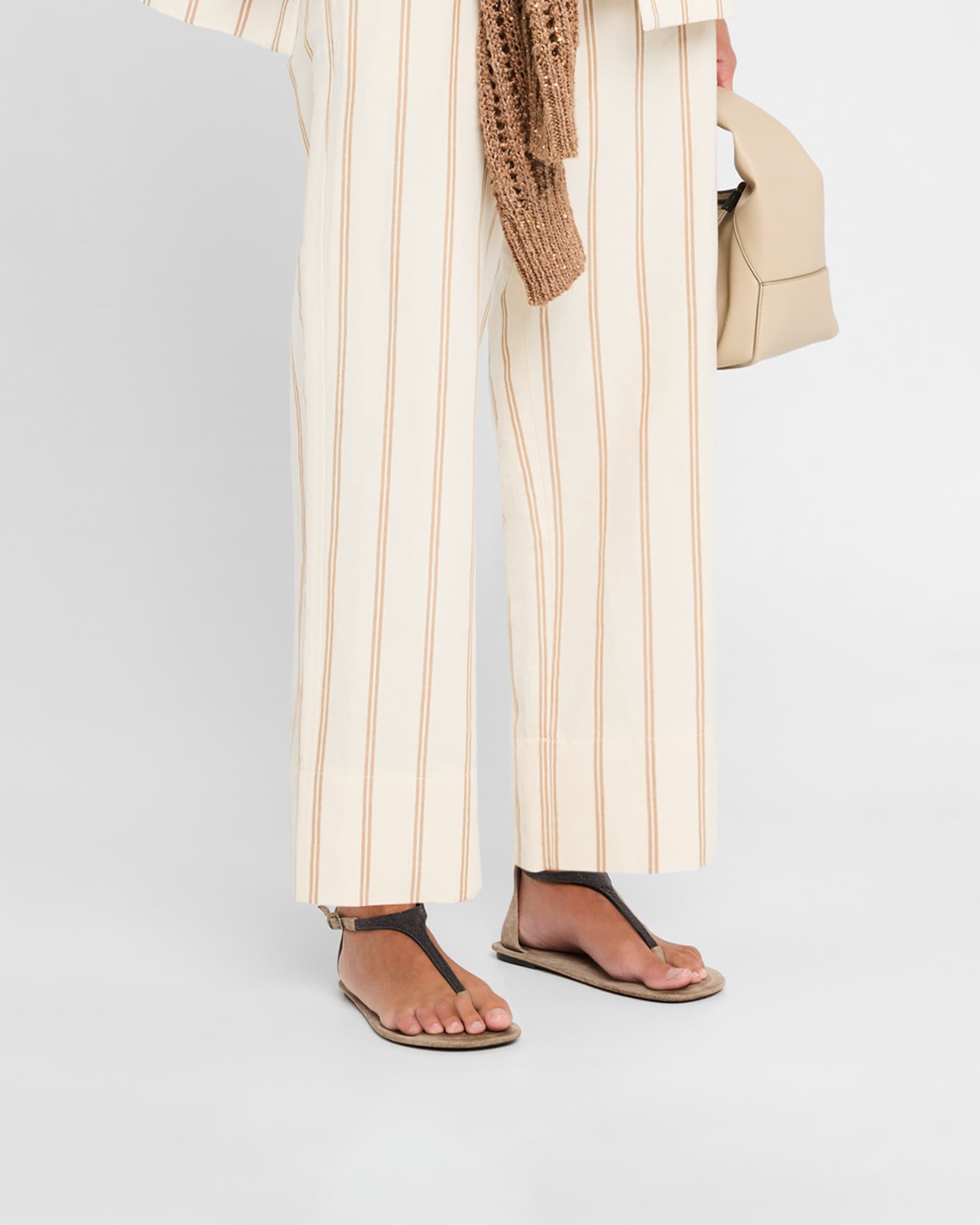 Monili Suede Flat Thong Sandals 1