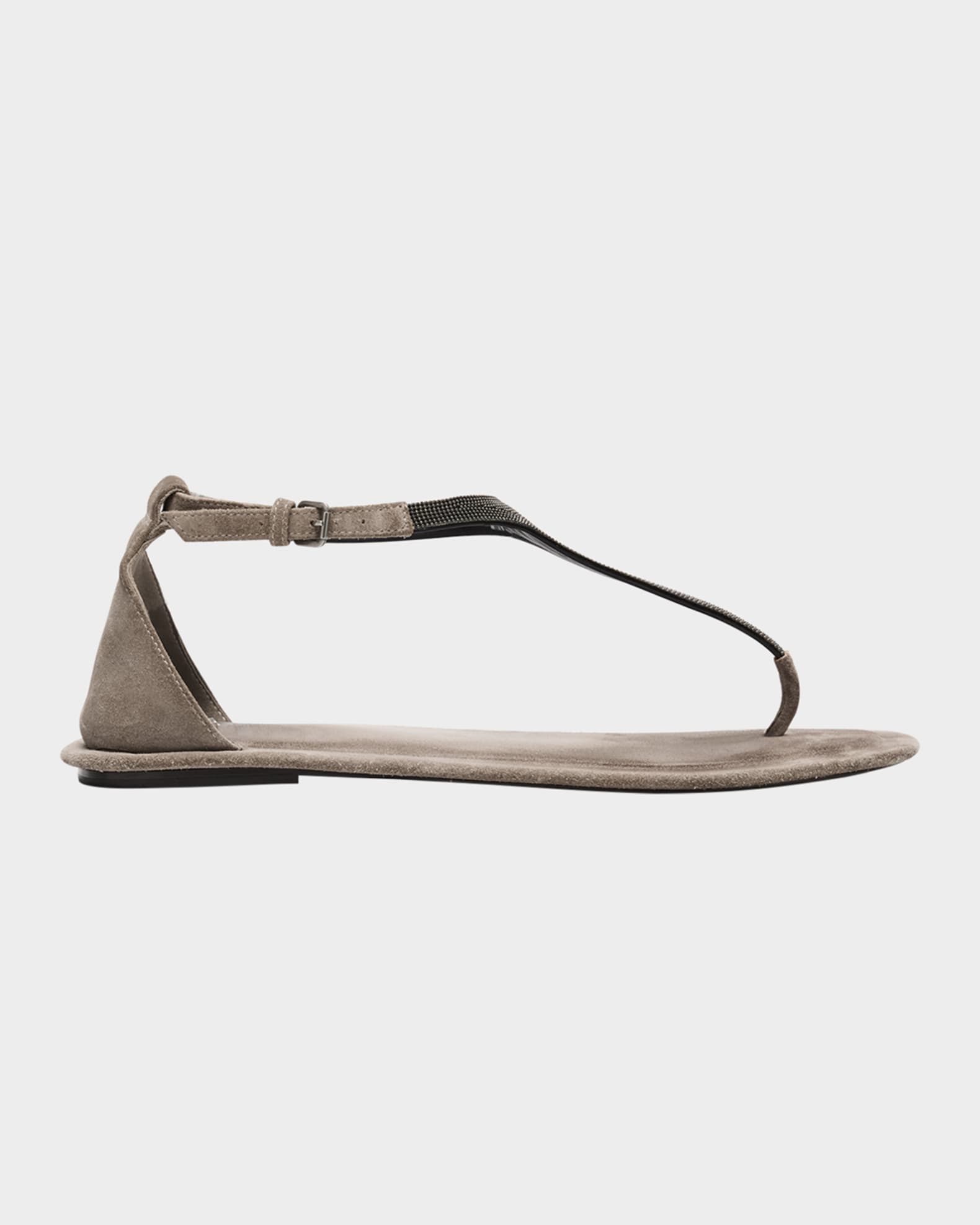 Monili Suede Flat Thong Sandals 0