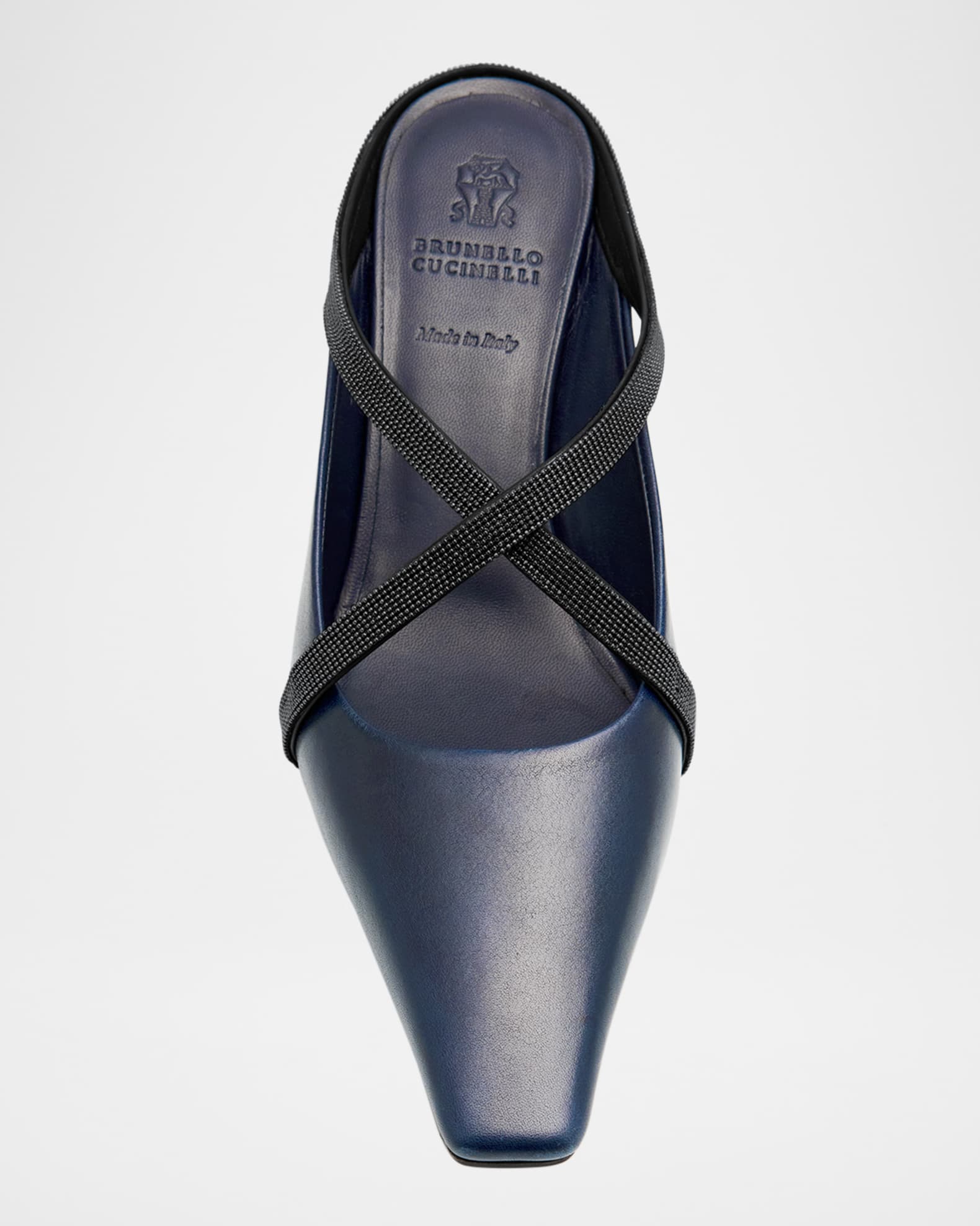 パンプス BRUNELLO CUCINELLI LEATHER SLINGBACK PUMPS BRUNELLO CUCINELLI Bead-embellished leather slingback pumps