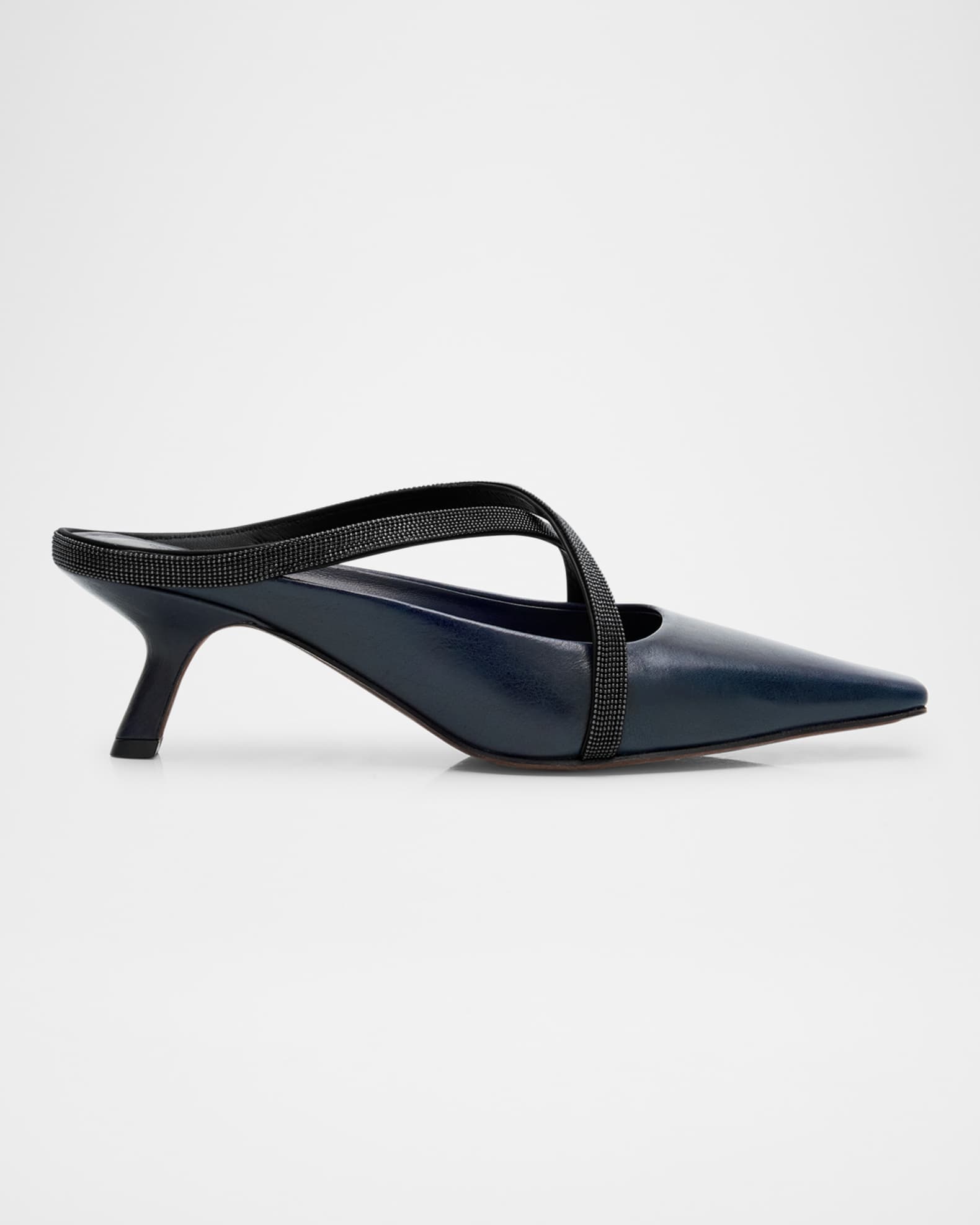 Leather Monili Crisscross Mule Pumps 0