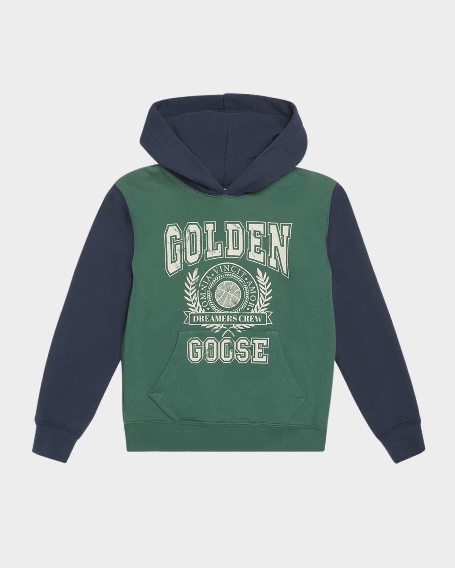 Golden Goose Boy's Journey Bicolor Logo Crest Hoodie, Size 4