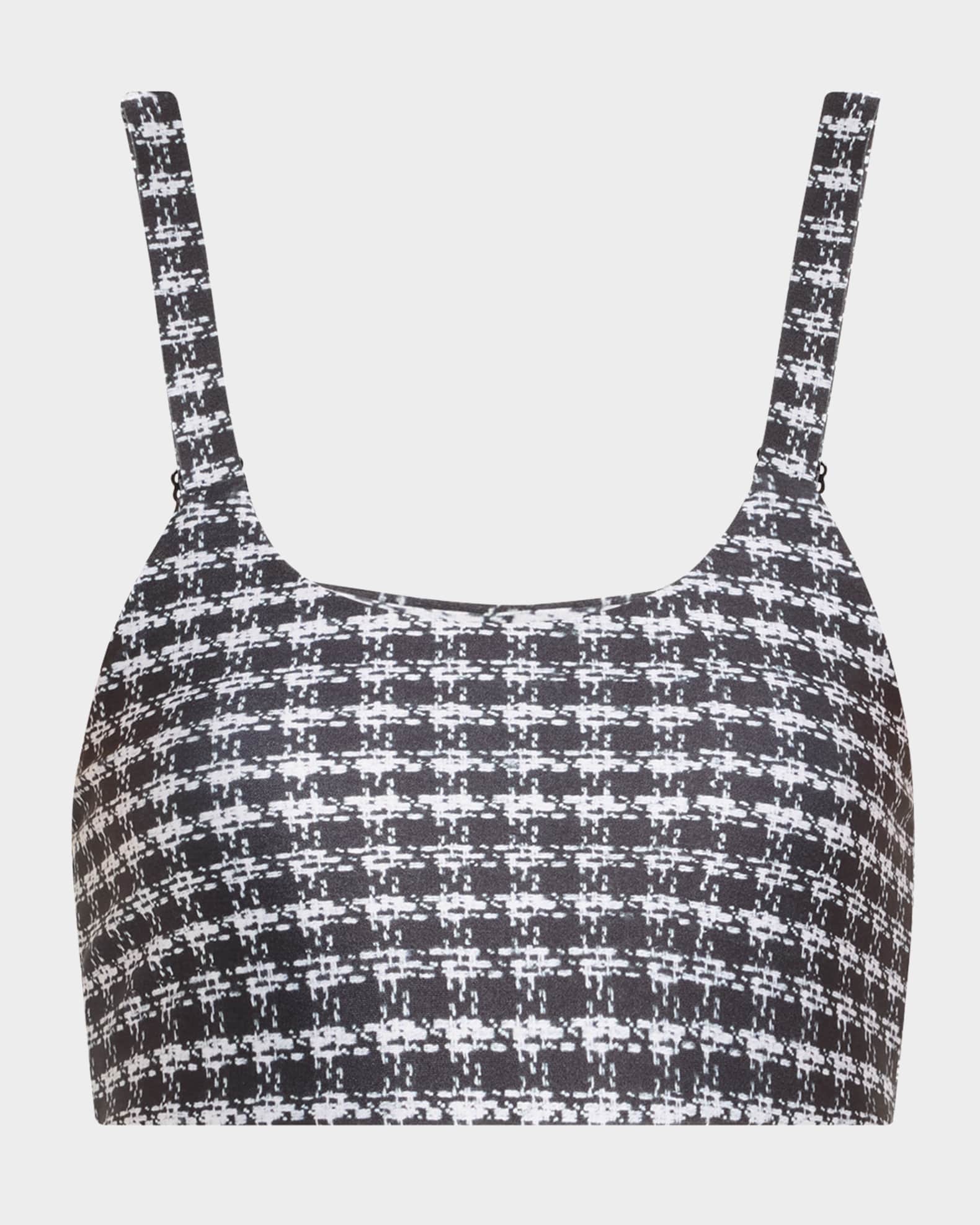 Houndstooth Hi-Shine Scoop-Neck Sports Bra 0