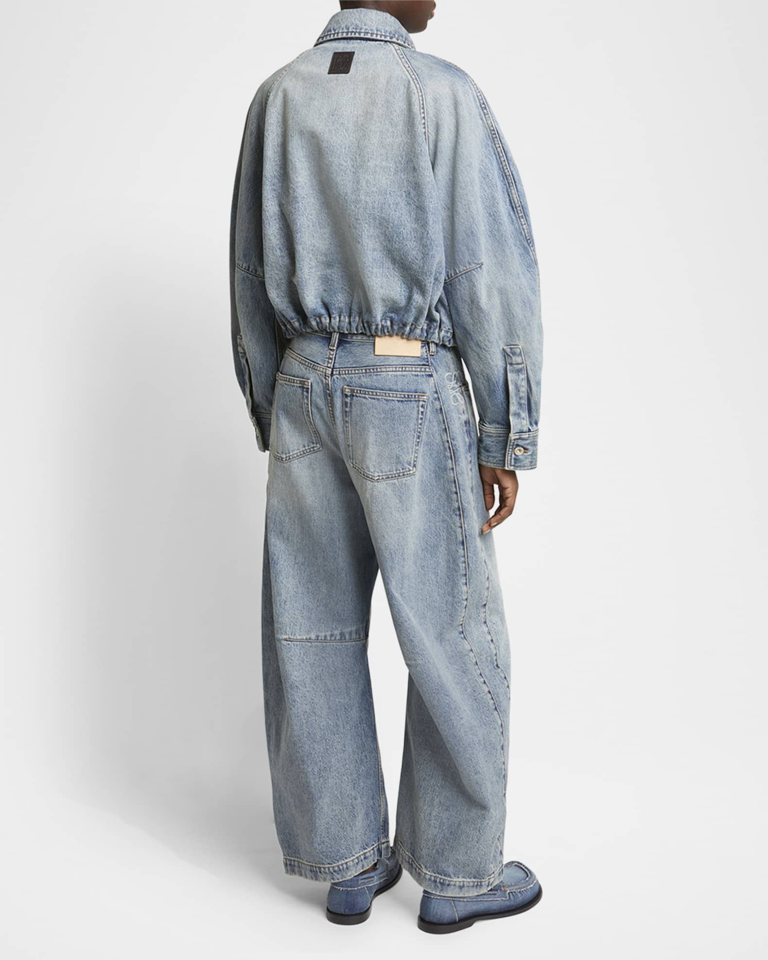 Loewe Balloon Zip-Up Drawstring Denim Jacket | Neiman Marcus