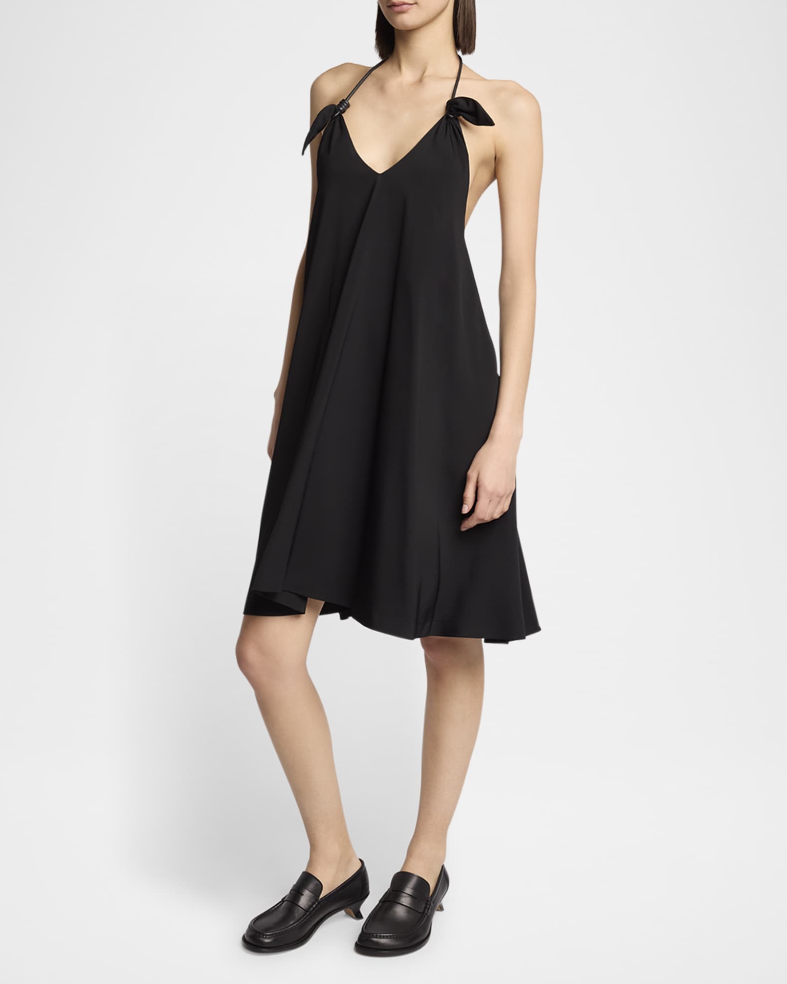 ワンピース LOEWE Black Satin Mini Dress Loewe Black Satin Mini Dress Loewe