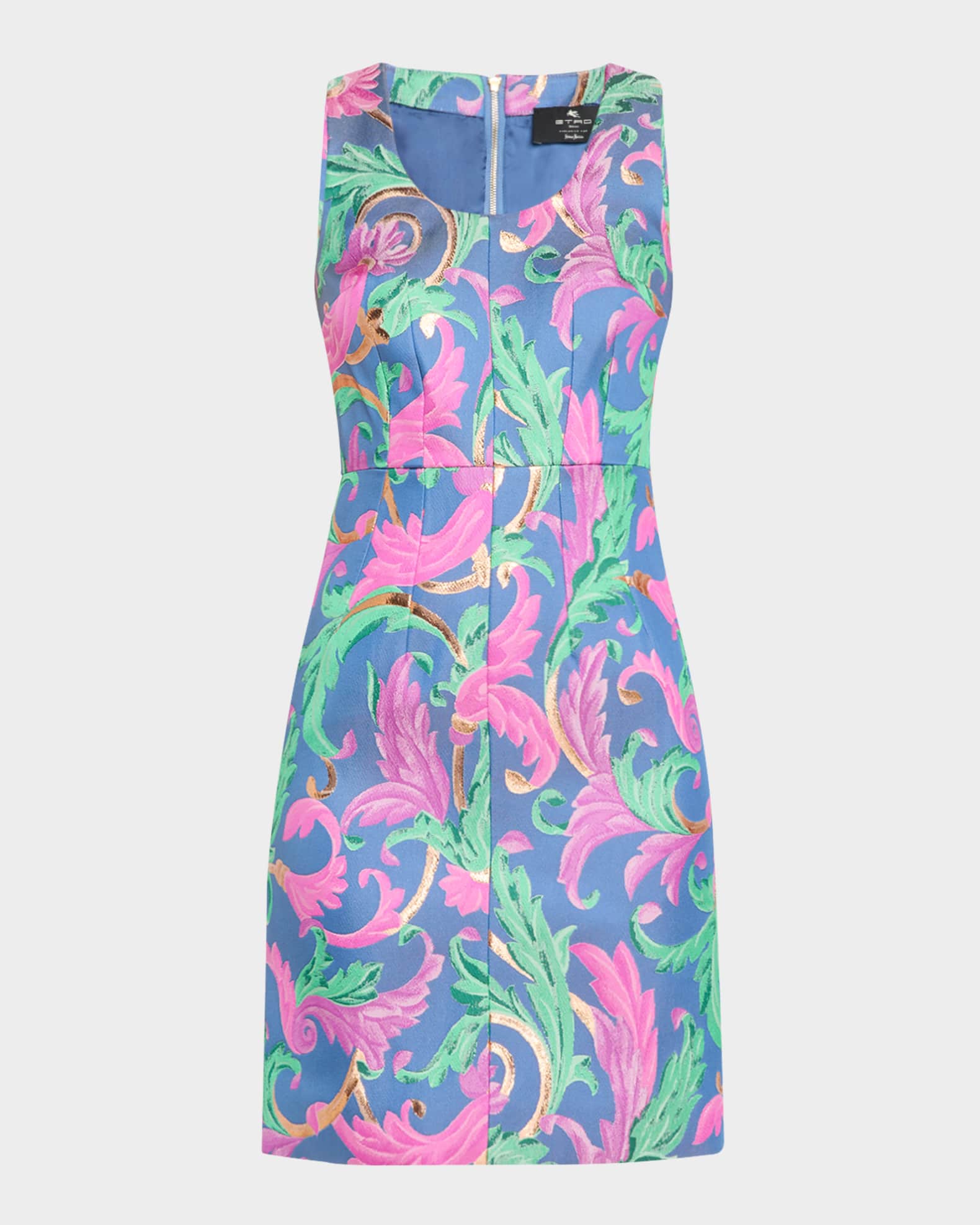 Floral Metallic Jacquard Sleeveless Dress 0