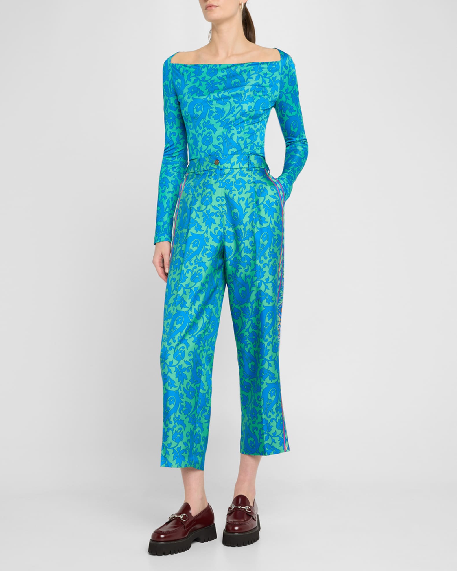 Tile-Print Jersey Long-Sleeve Top 1
