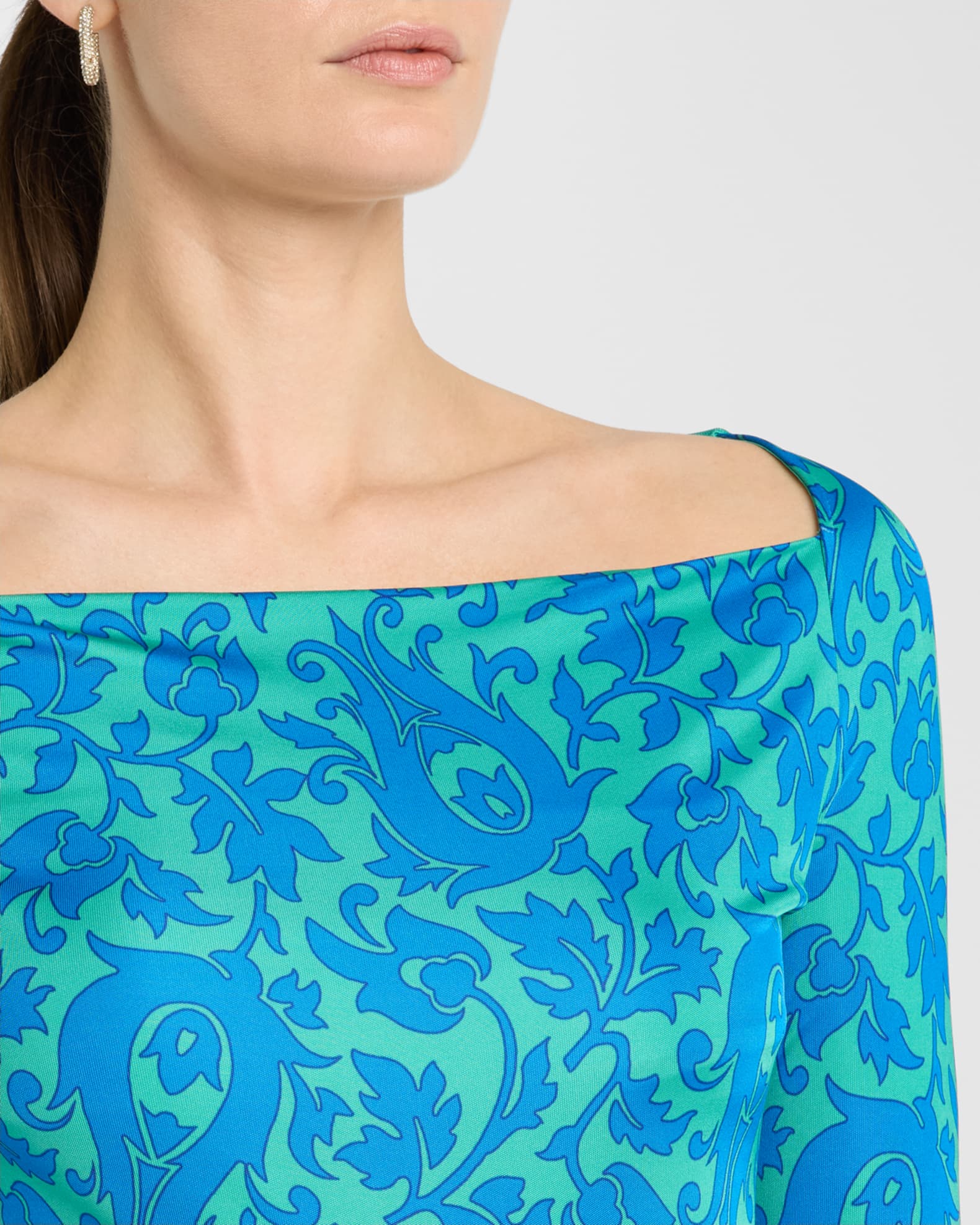 Etro Tile-Print Jersey Long-Sleeve Top | Neiman Marcus