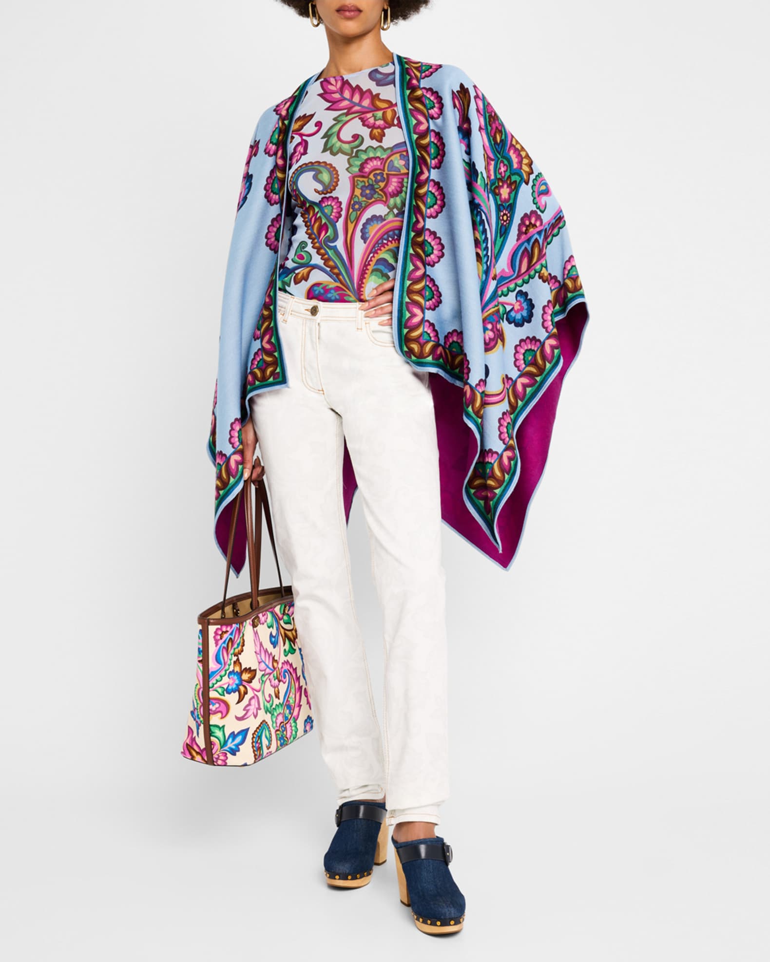 Etro Straight Leg Two-Tone Etch Print Jeans | Neiman Marcus