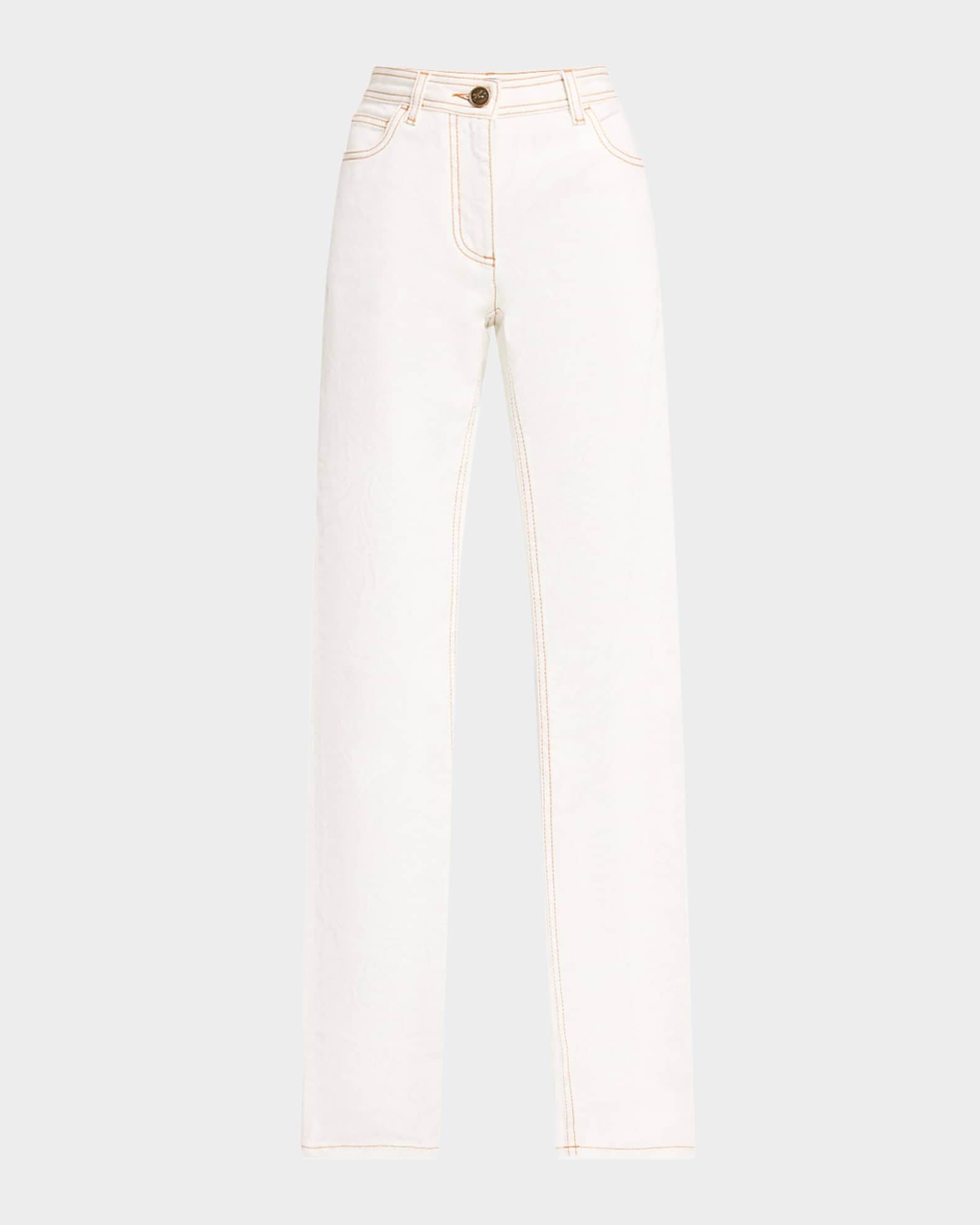 Etro Straight Leg Two-Tone Etch Print Jeans | Neiman Marcus