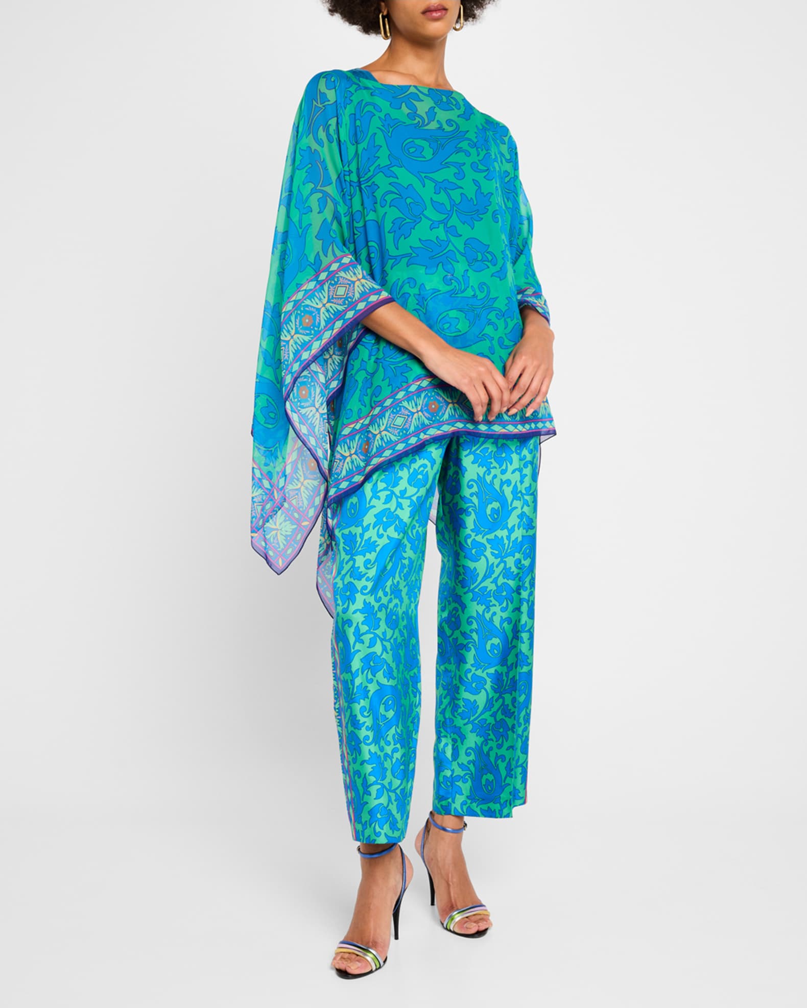 Tile Border Print Poncho 1