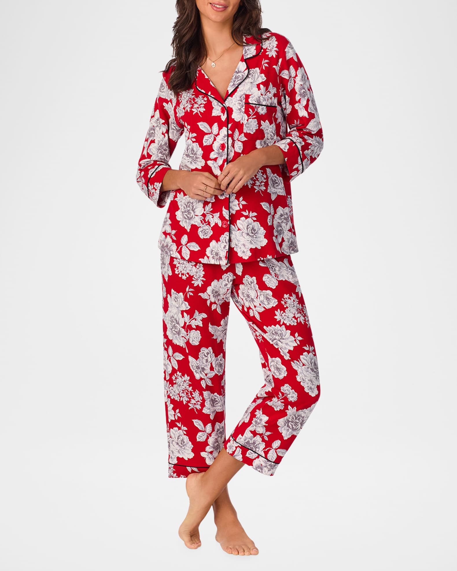 Cropped Organic Cotton Jersey Pajama Set